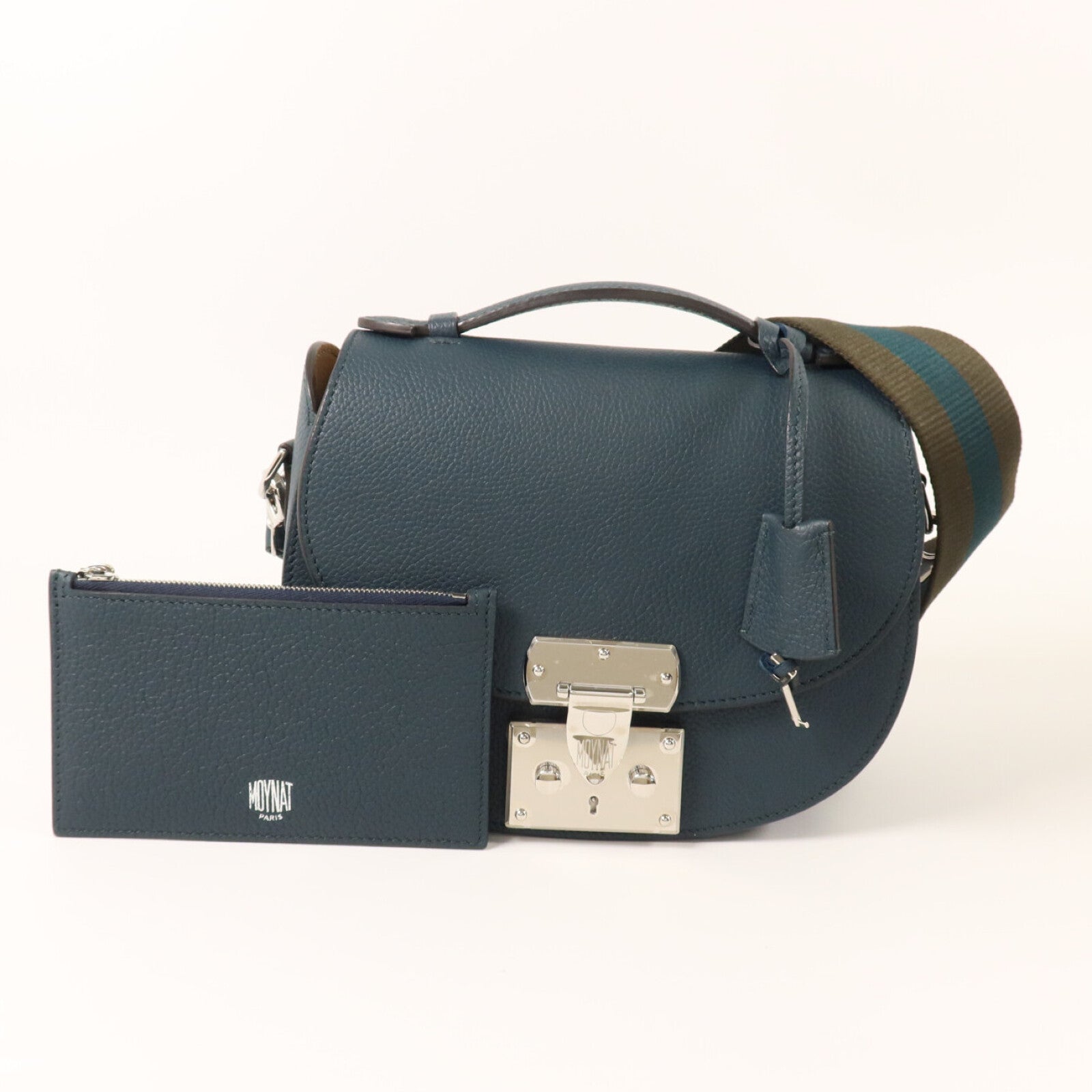 SELECTION 牛皮皮革Moynat Shoulder銀扣手挽肩背兩用袋
