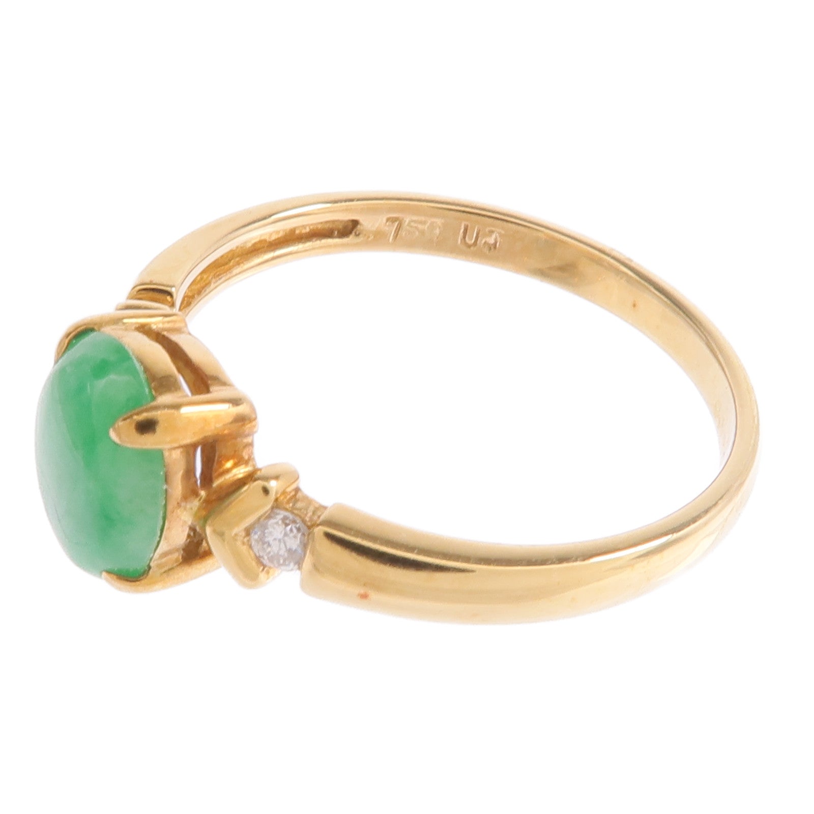 JEWELRY 【激減優惠】18K黃金Jade Diamond Ring翡翠/鑽石戒指US#6.5