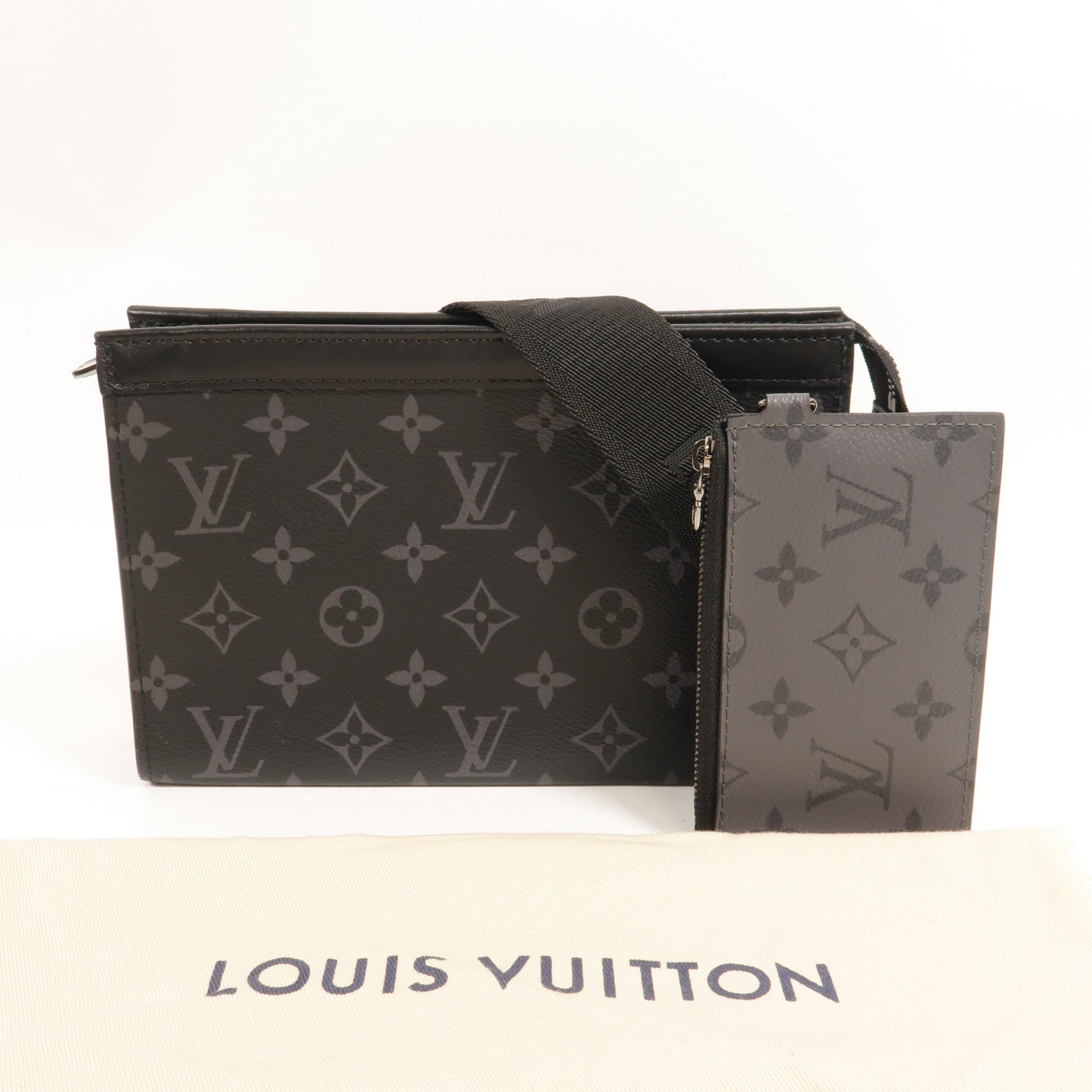LOUIS VUITTON Monogram Eclipse Gaston銀扣肩背袋
