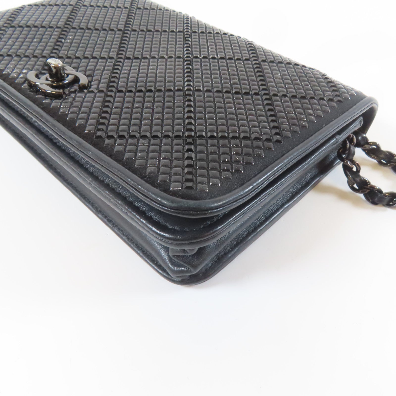 CHANEL 【激減優惠】菱格皮革Chain Shoulder黑扣鏈帶肩背袋黑色