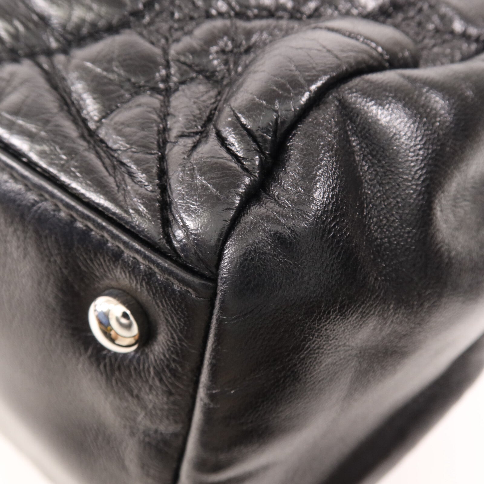 CHANEL 羊皮皮革Handbag銀扣手挽袋