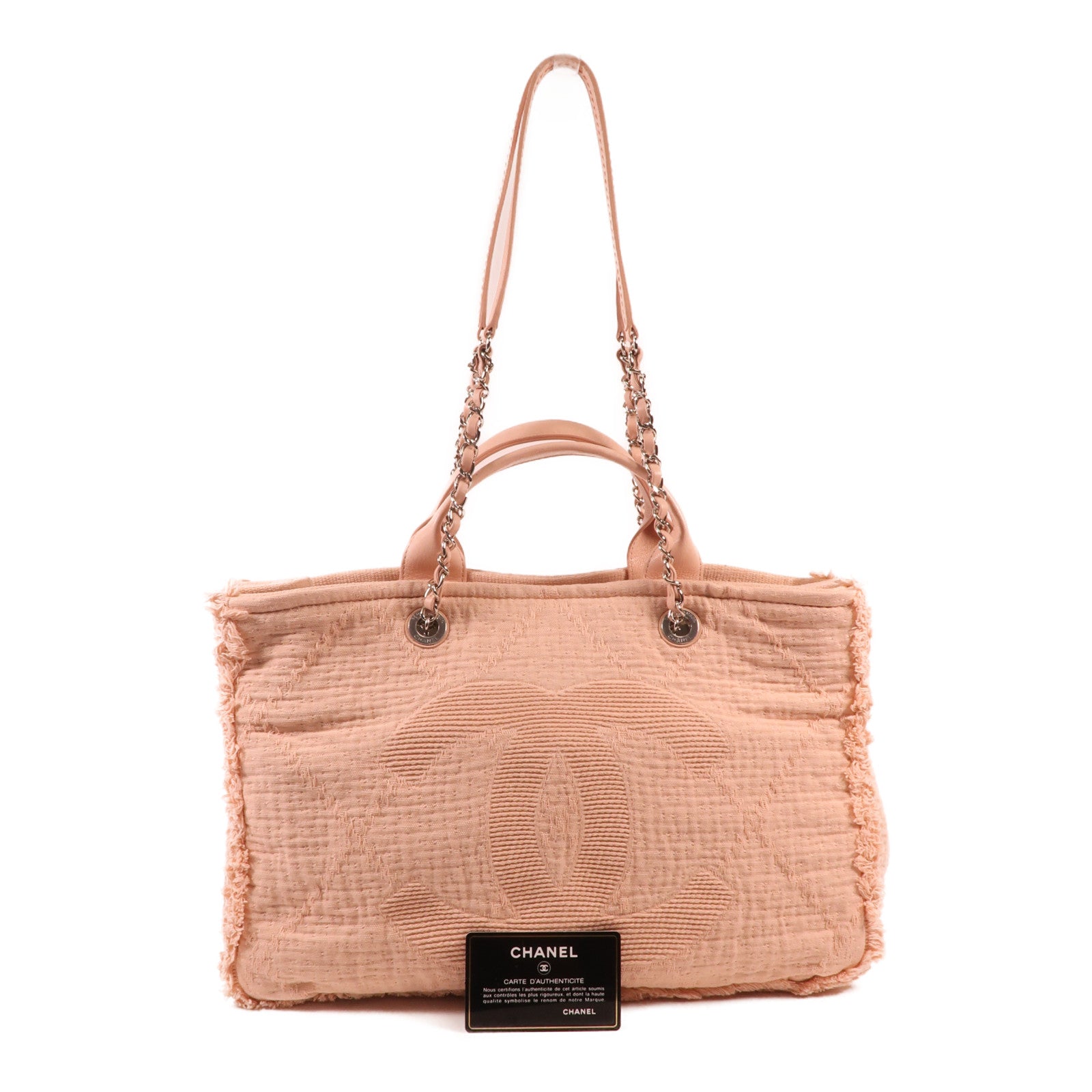 CHANEL 帆布2way Shoulderbag銀扣手挽肩背兩用袋