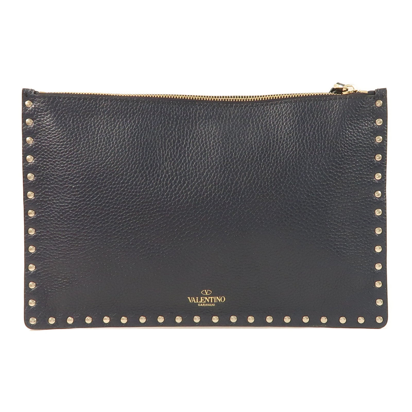 Valentino 牛皮皮革Garavani Rockstud Clutch金扣手拿包