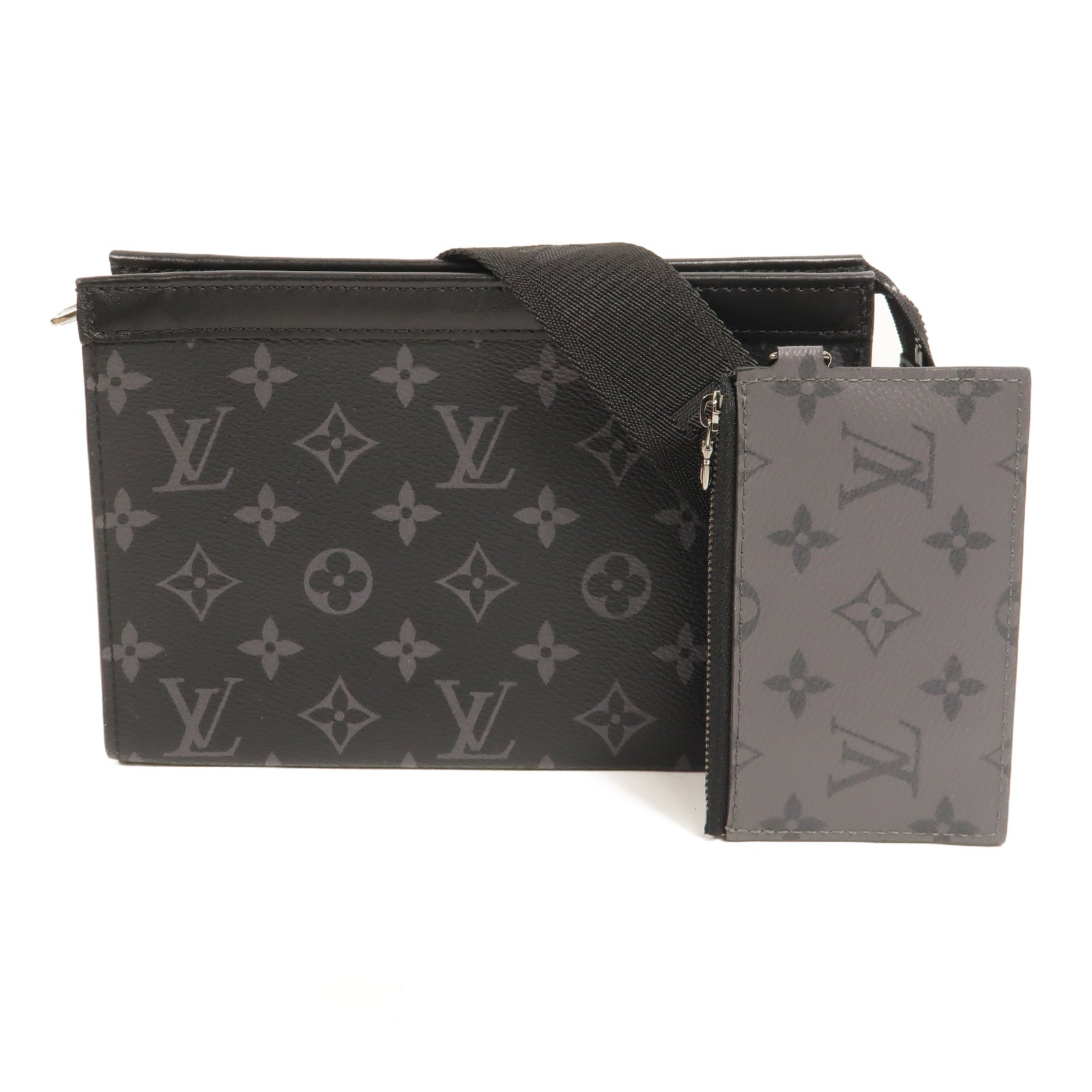 LOUIS VUITTON Monogram Eclipse Gaston銀扣肩背袋