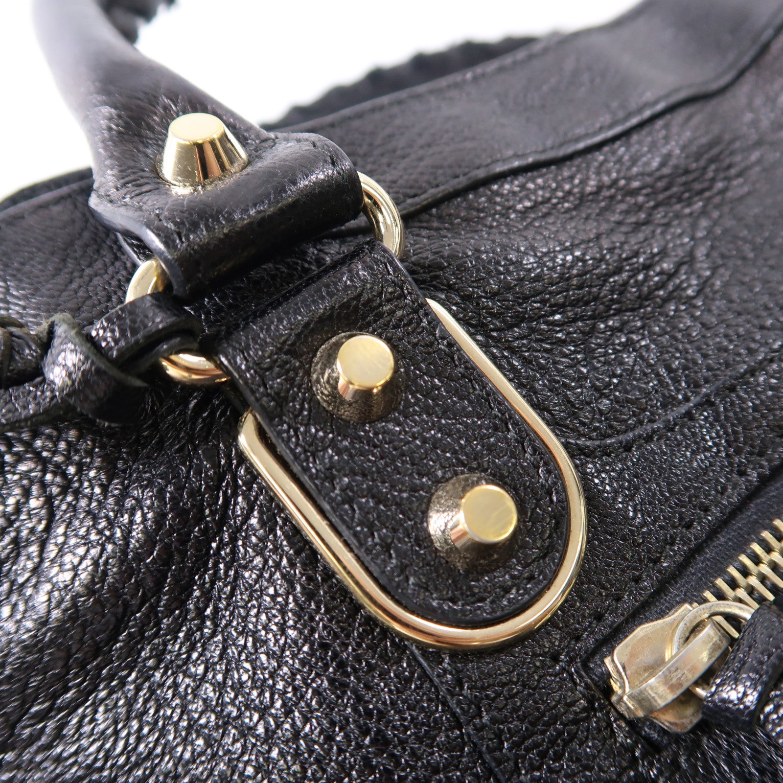 BALENCIAGA 牛皮皮革City金扣手挽肩背兩用袋黑色