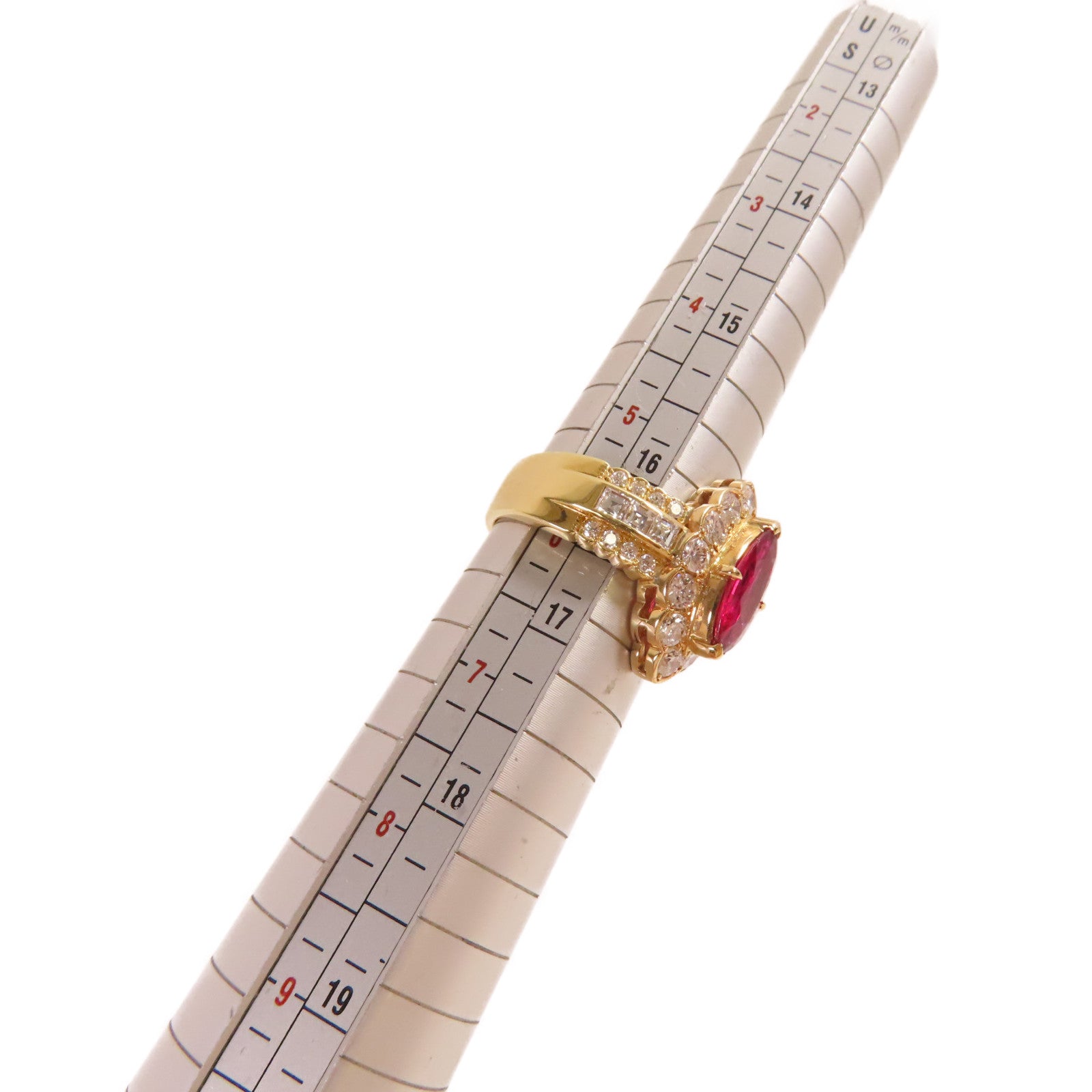JEWELRY 【激減優惠】18K黃金/1.06ct紅寶石/1.09ct鑚石Ruby Diamond Ring戒指US#5.75
