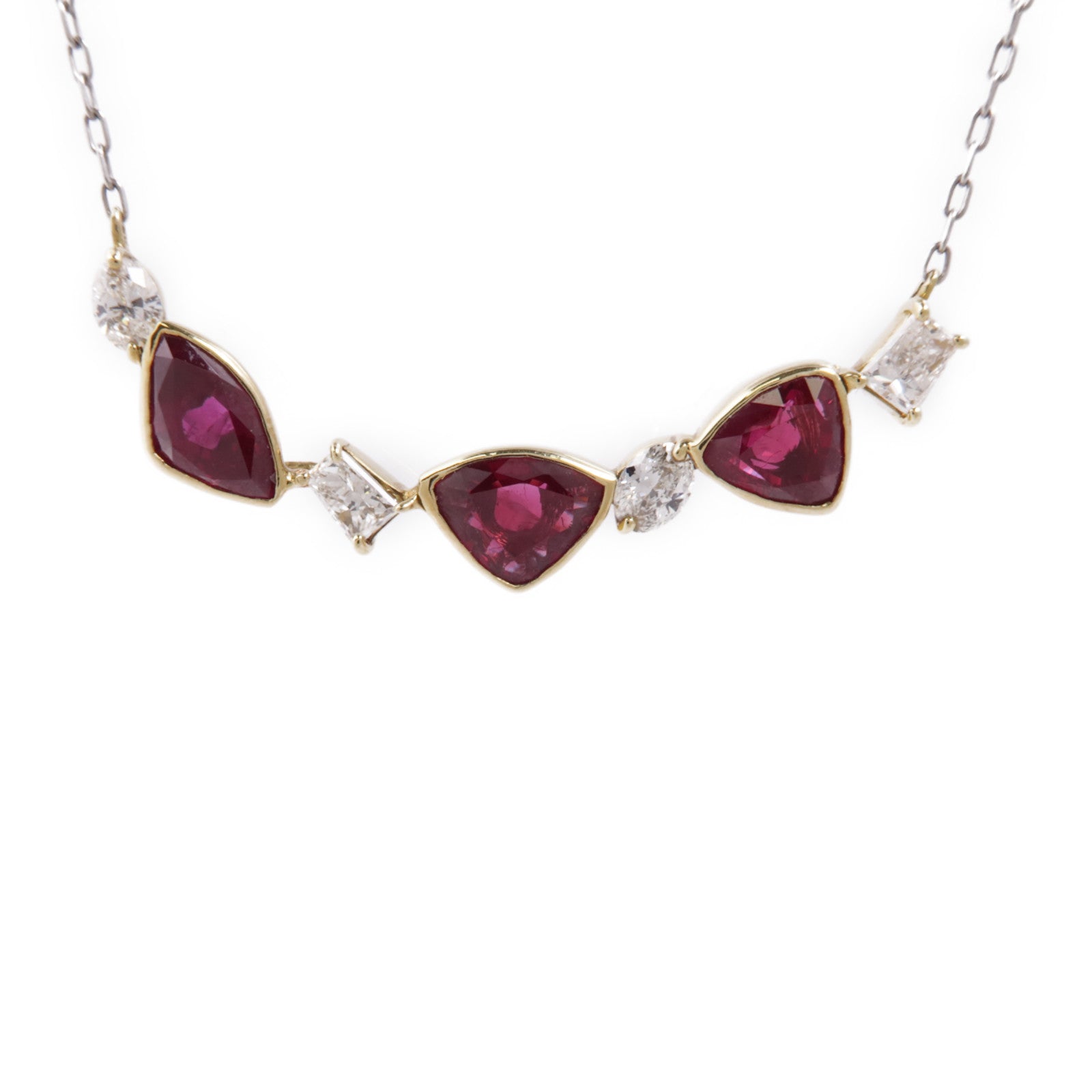 JEWELRY 【激減優惠】18K黃金/PT850鉑金Ruby/Diamond Necklace紅寶石/鑽石項鍊