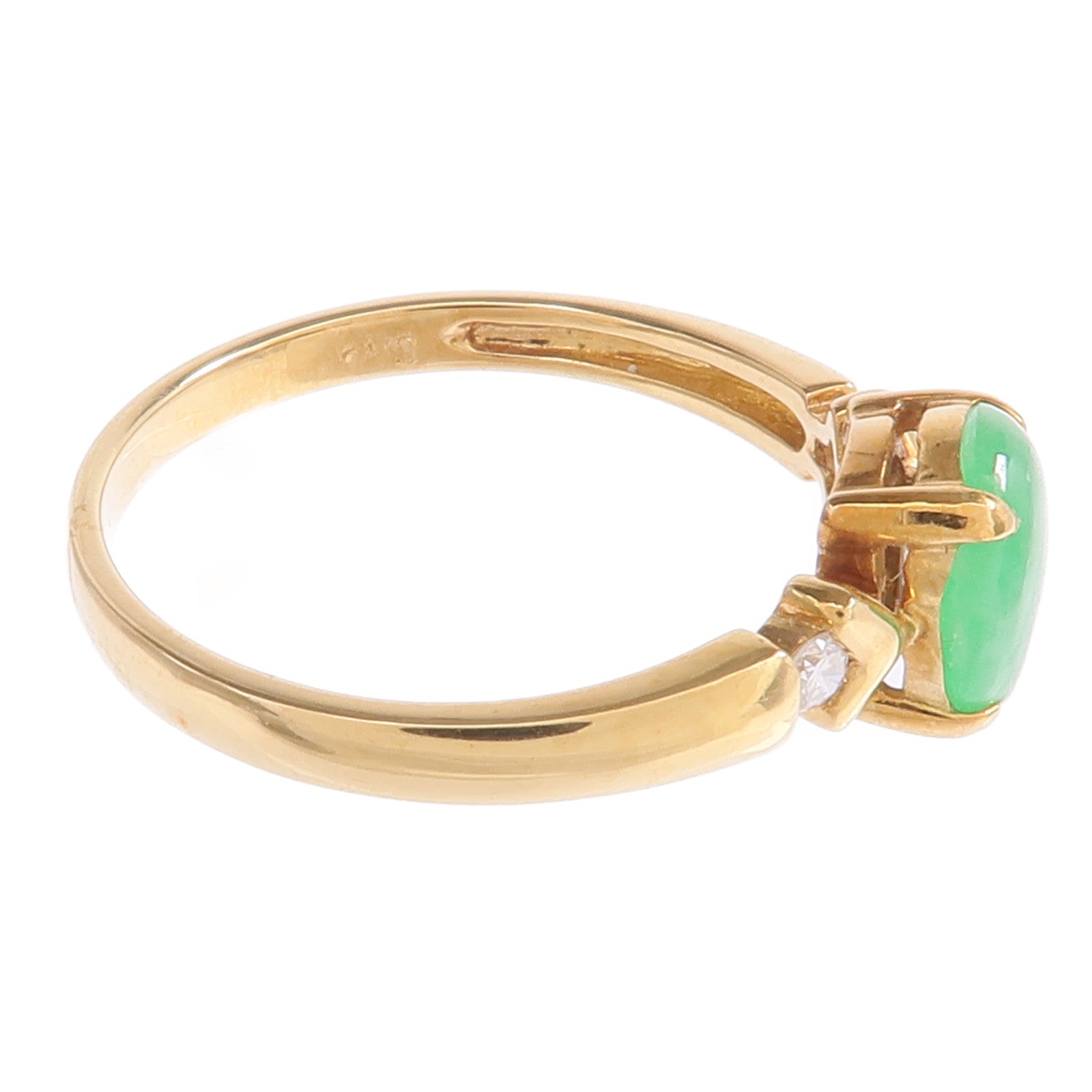 JEWELRY 【激減優惠】18K黃金Jade Diamond Ring翡翠/鑽石戒指US#6.5