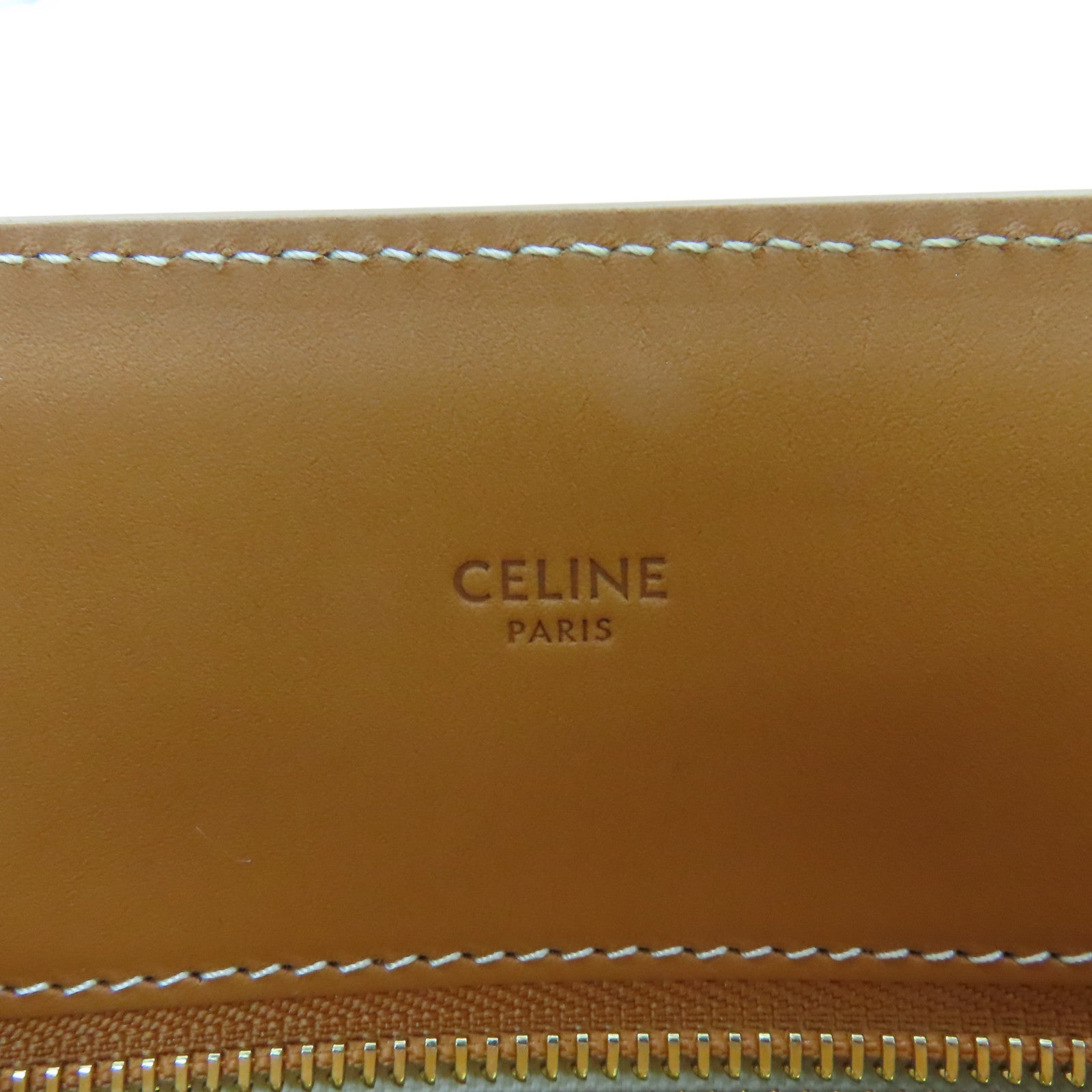 CELINE 【激減優惠】牛皮皮革/帆布2Way Shoulder Bag手挽肩背兩用袋米白色/啡色