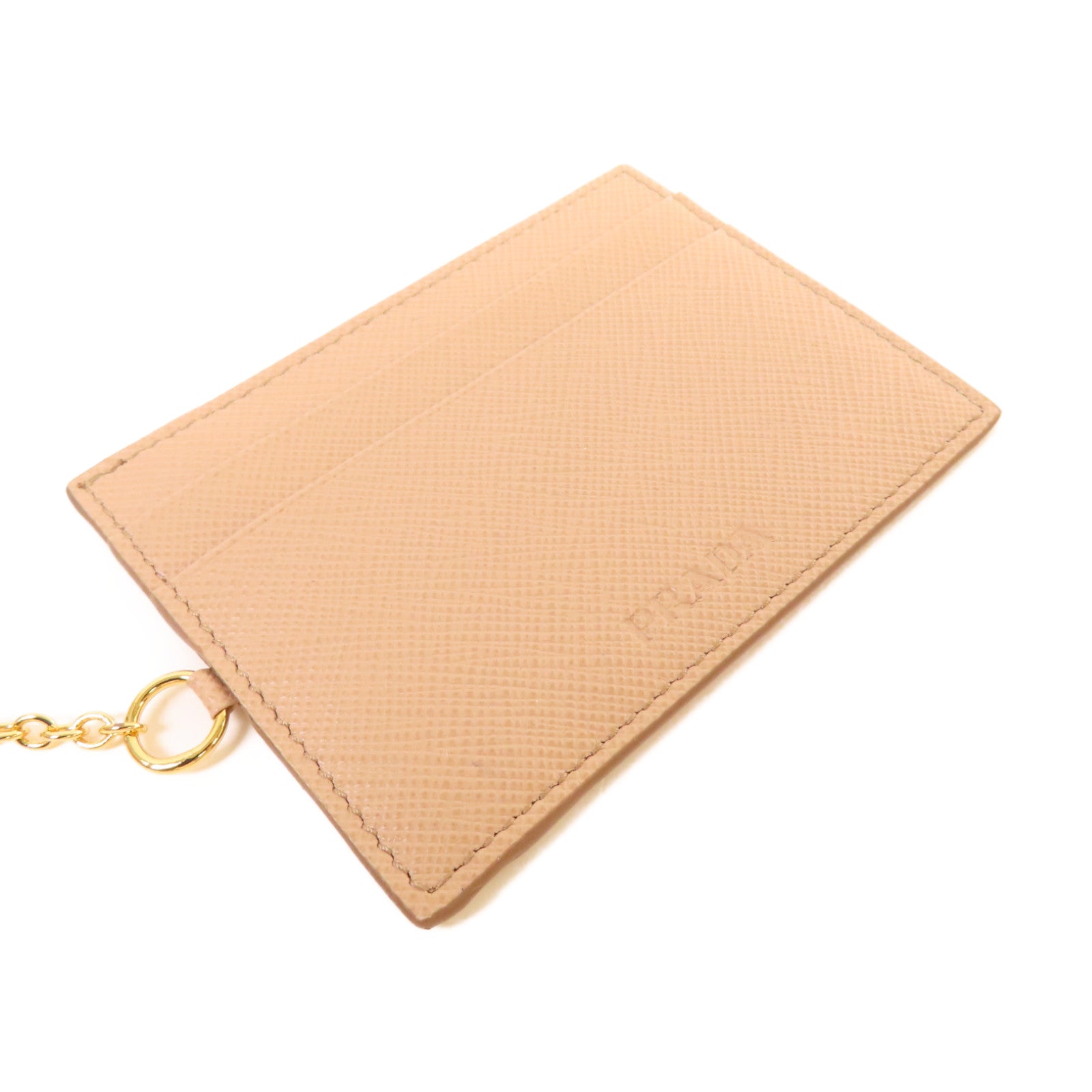 PRADA Saffiano皮革Long Wallet金扣長錢包杏色
