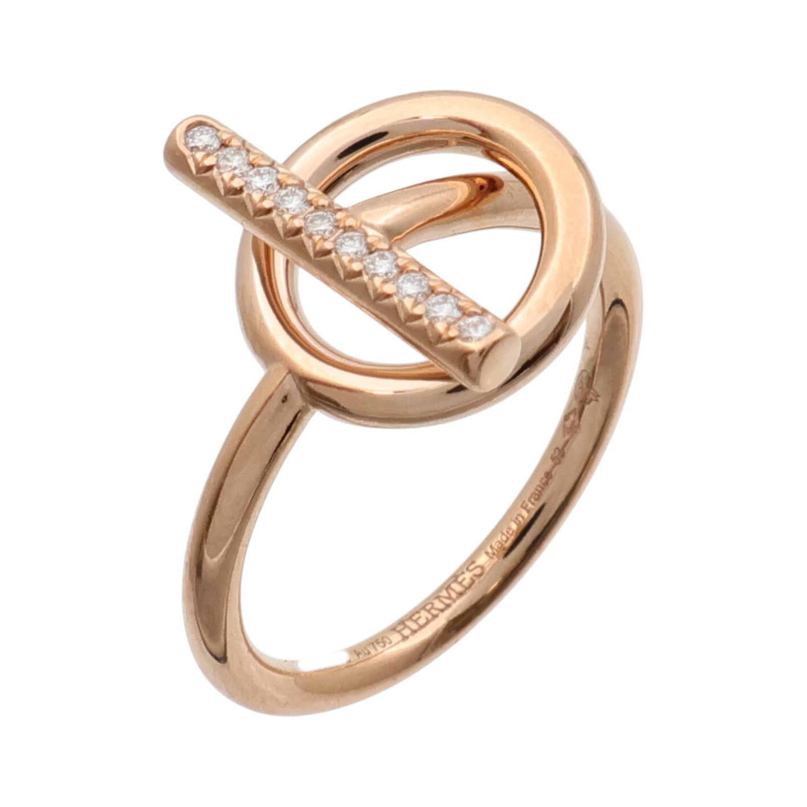 HERMES 18K玫瑰金Echappee Ring鑽石戒指