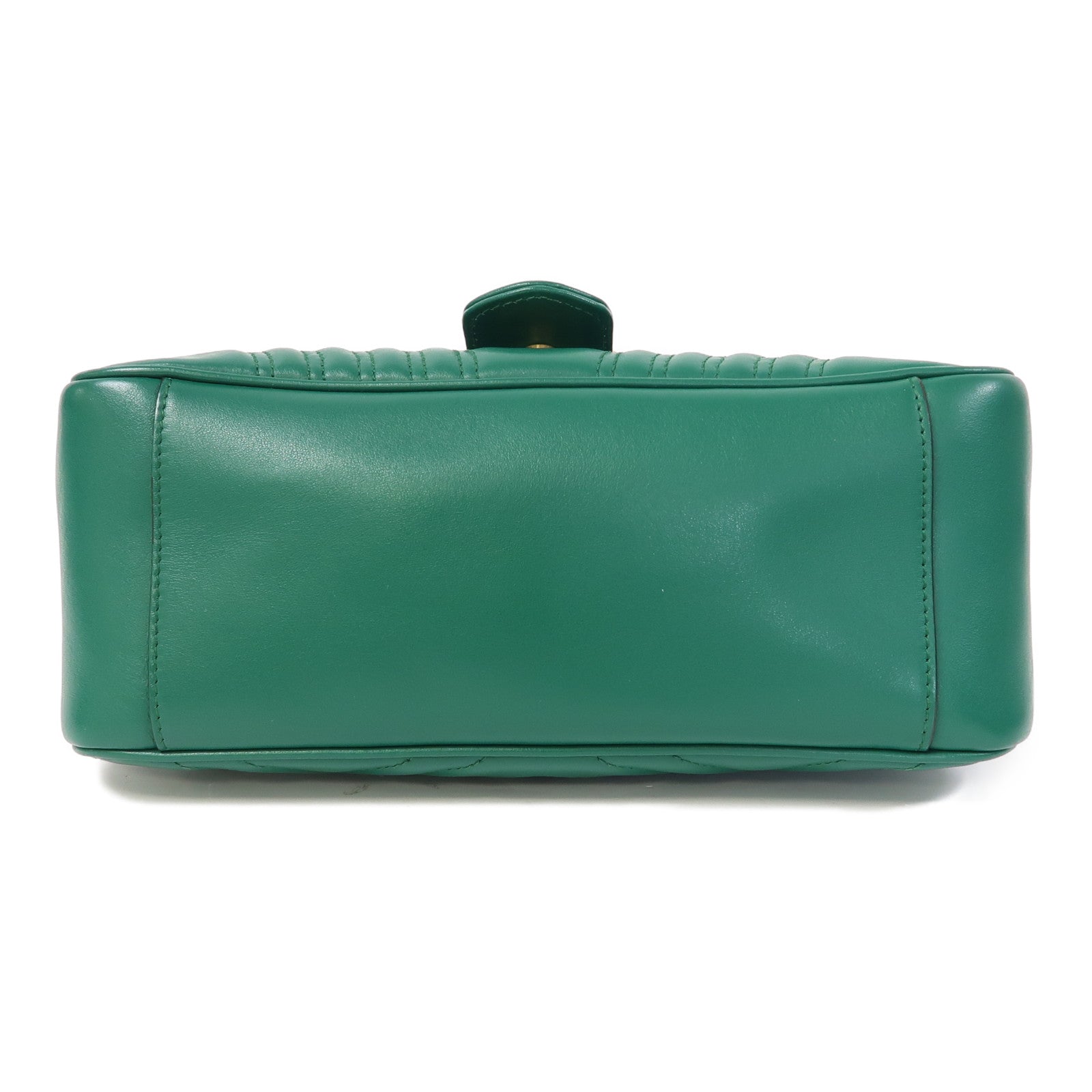 GUCCI 牛皮皮革GG Marmont Small Top Handle金扣手挽肩背兩用袋綠色