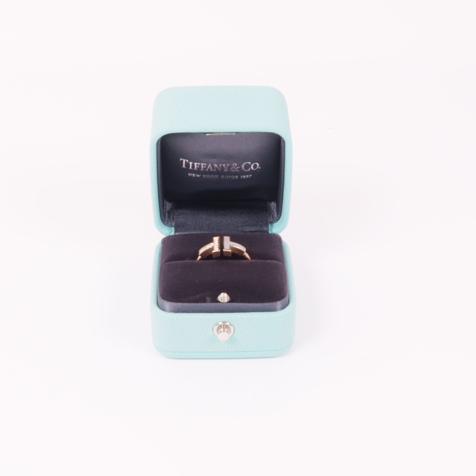 TIFFANY＆CO 18K玫瑰金Diamond T Wire Ring戒指