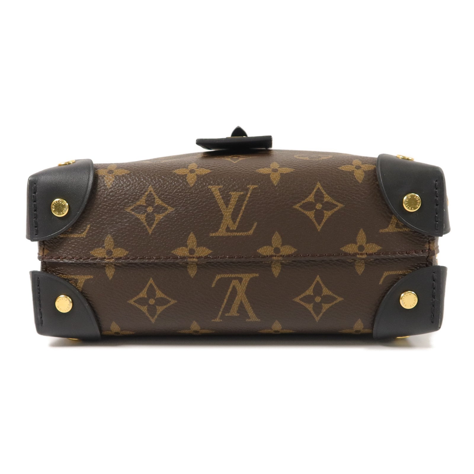 LOUIS VUITTON Monogram Petite Malle Souple金扣手挽肩背兩用袋棕色