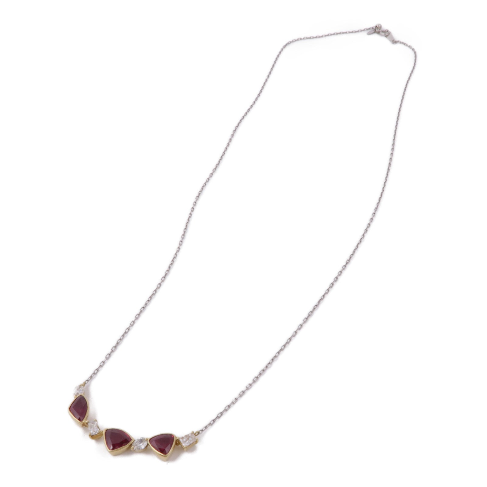 JEWELRY 【激減優惠】18K黃金/PT850鉑金Ruby/Diamond Necklace紅寶石/鑽石項鍊