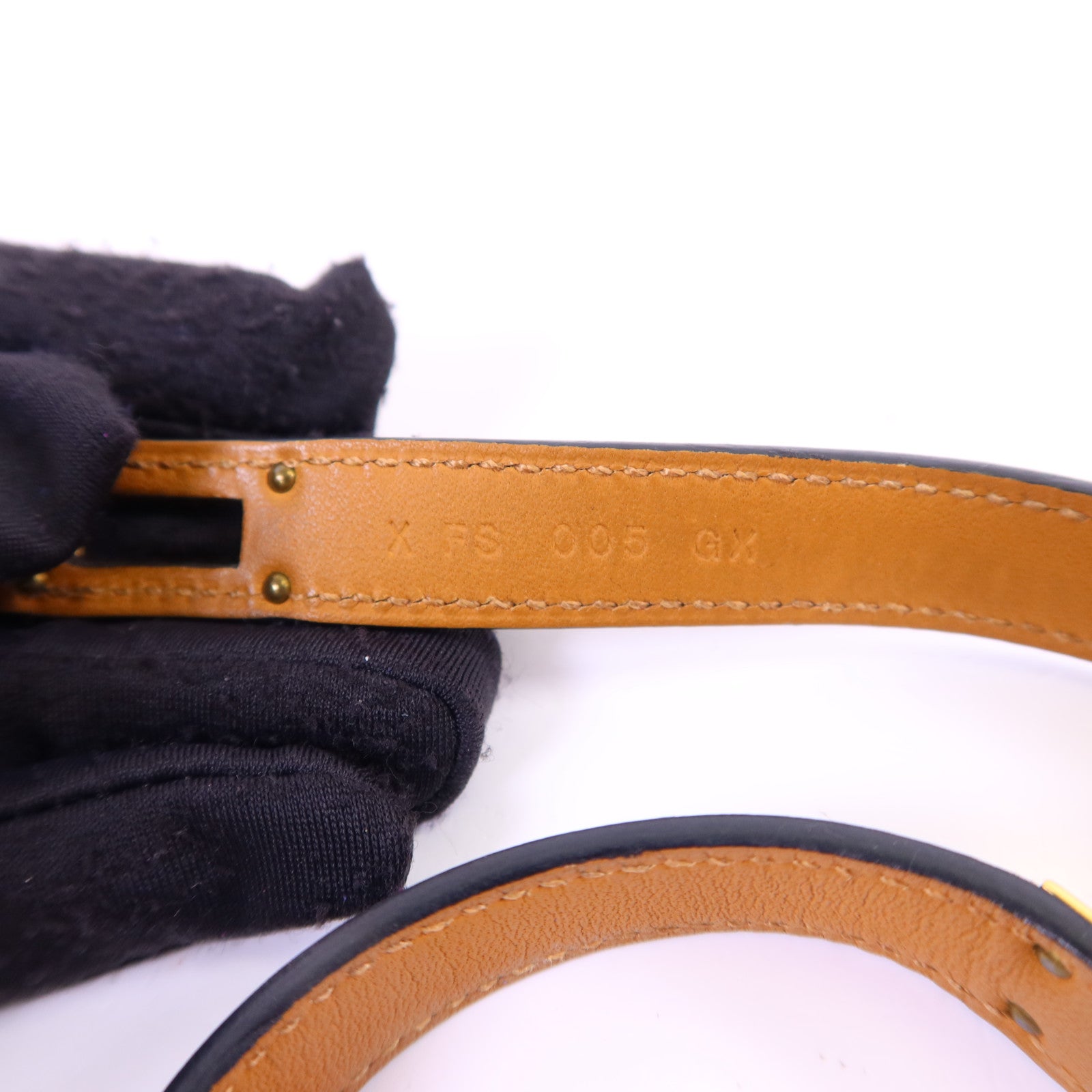 HERMES 【激減優惠】皮革Kelly Double Tour Bracelet金扣手鐲Noir