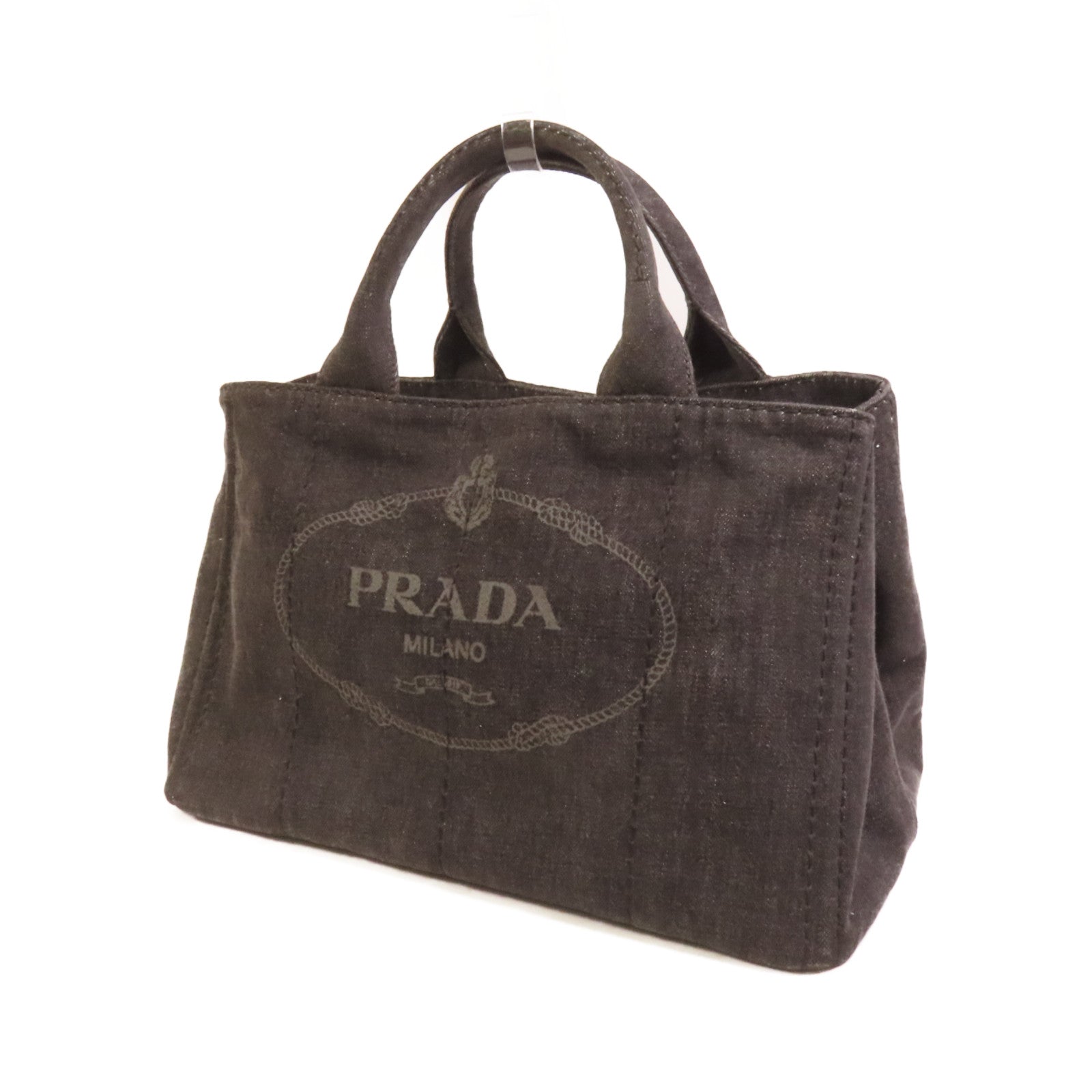 PRADA Denim Canapa金扣手挽肩背兩用袋