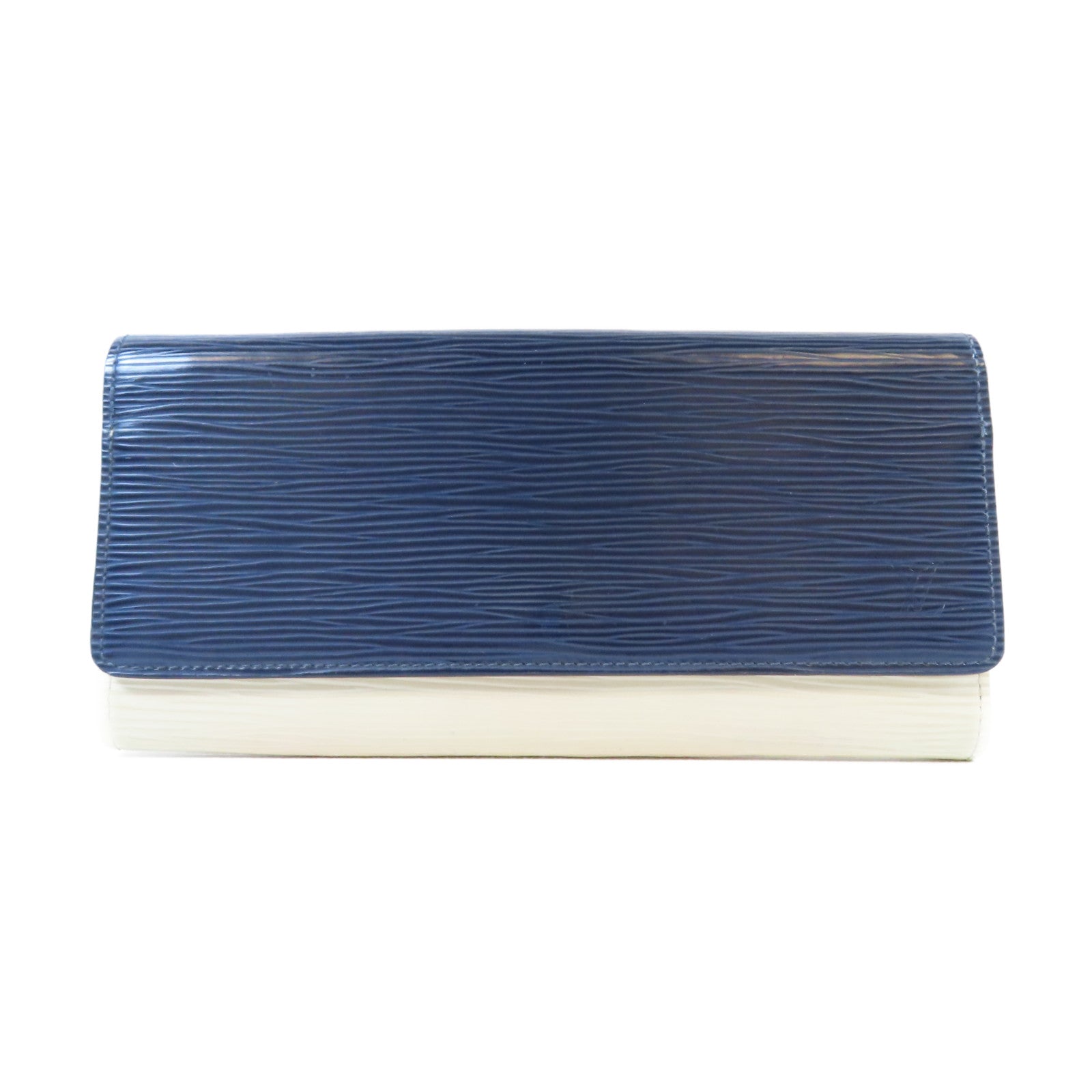 LOUIS VUITTON 【激減優惠】Epi Portefeuille Flore Wallet銀扣長錢包藍色/白色