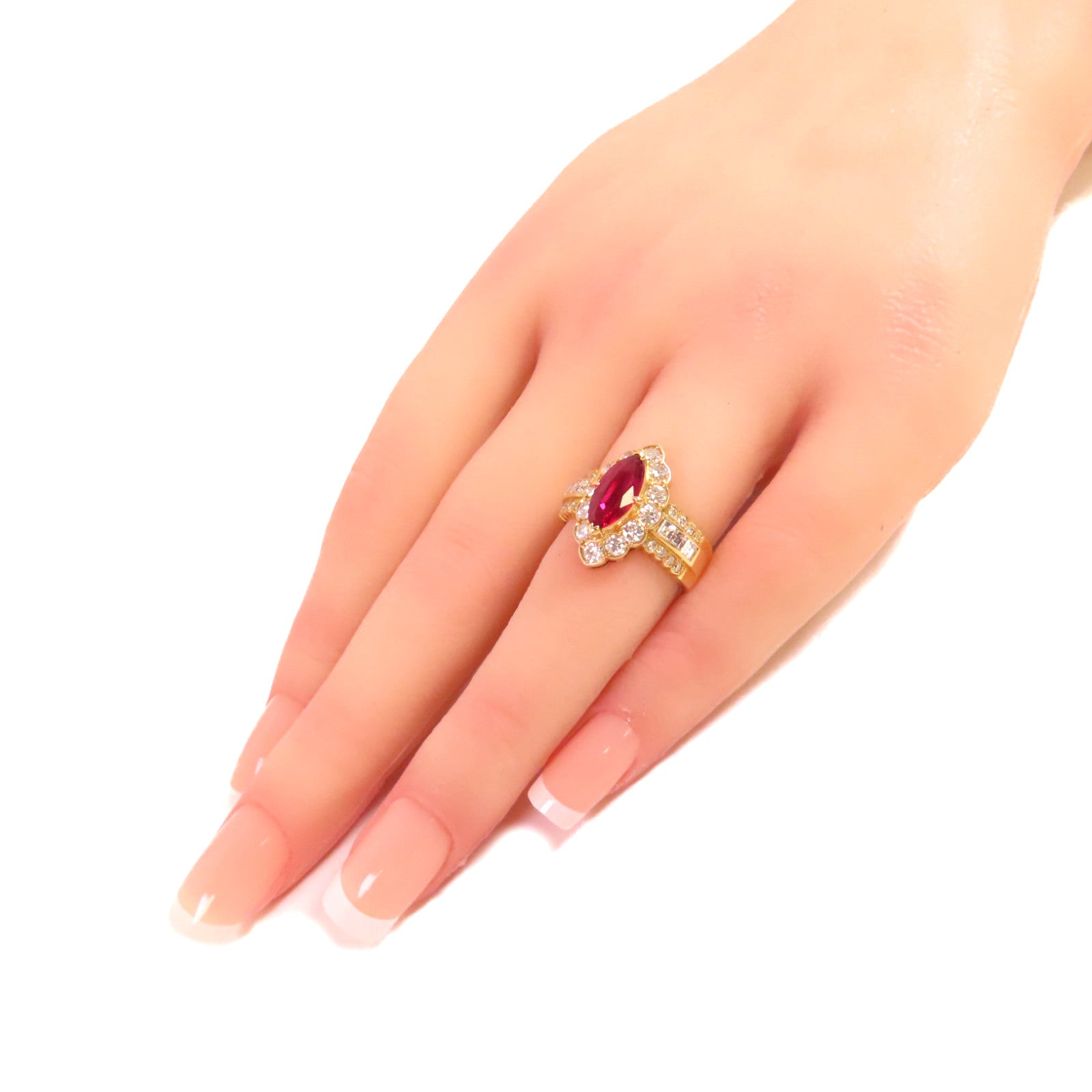 JEWELRY 【激減優惠】18K黃金/1.06ct紅寶石/1.09ct鑚石Ruby Diamond Ring戒指US#5.75