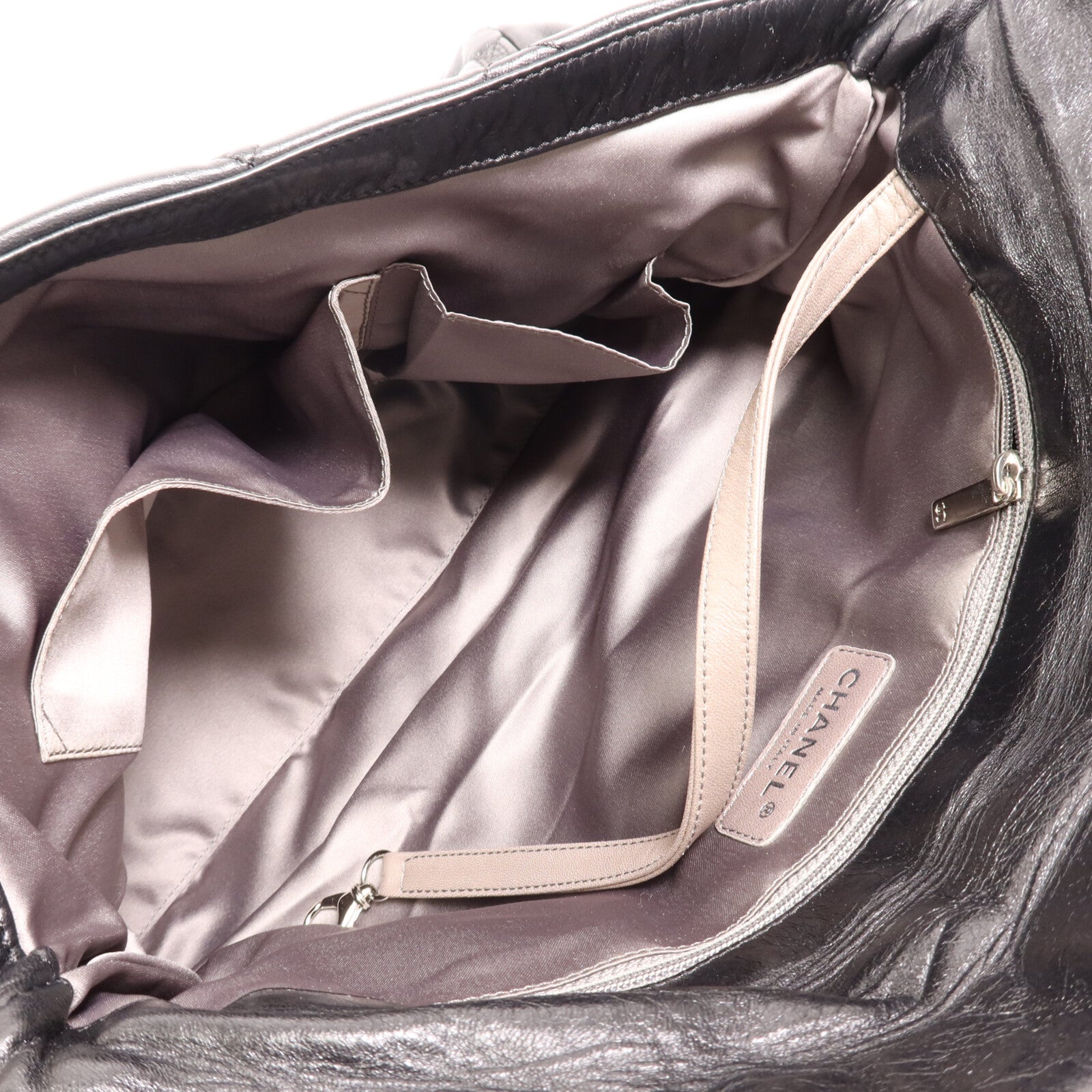 CHANEL 羊皮皮革Handbag銀扣手挽袋