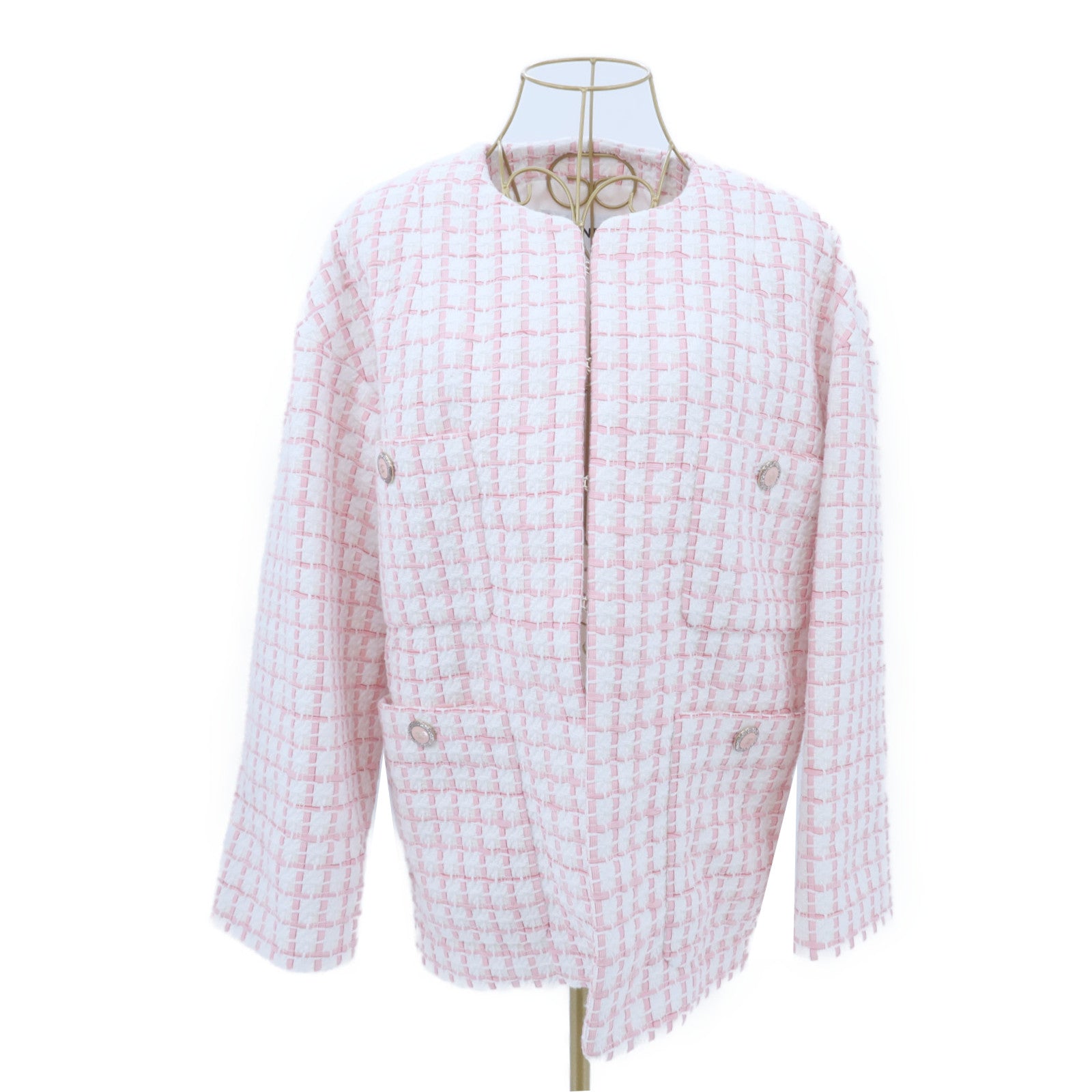 CHANEL Cotton/Acrylic Collarless Jacket外套