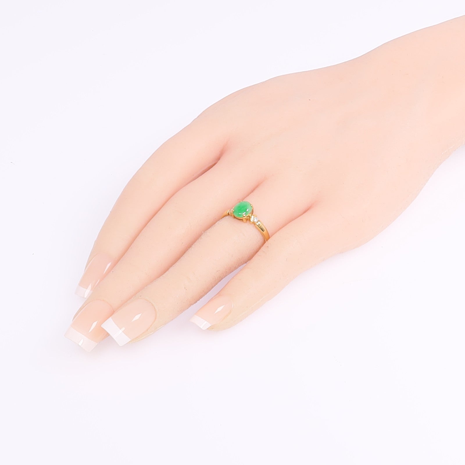JEWELRY 【激減優惠】18K黃金Jade Diamond Ring翡翠/鑽石戒指US#6.5