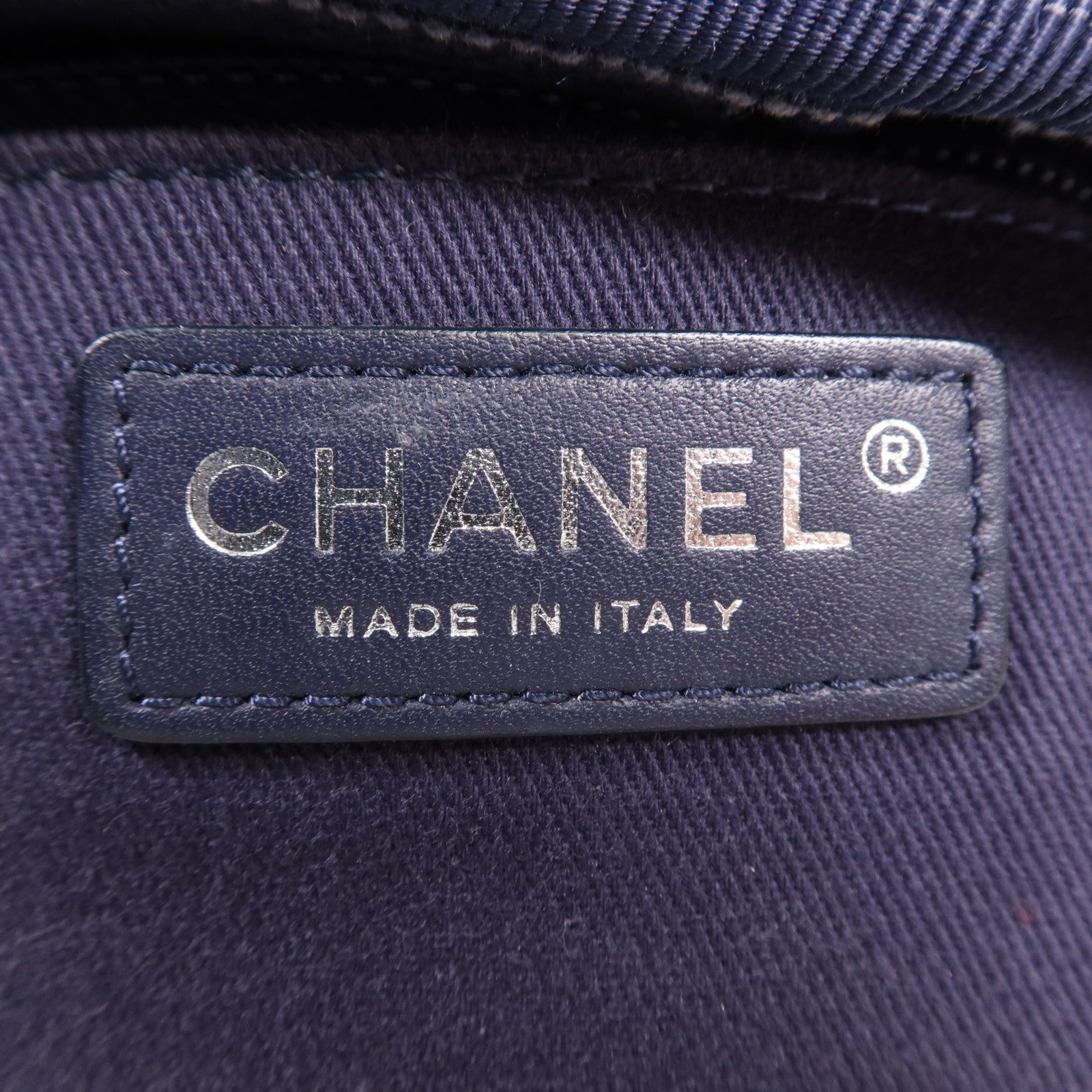 CHANEL 帆布Deauville銀扣鏈帶肩背袋