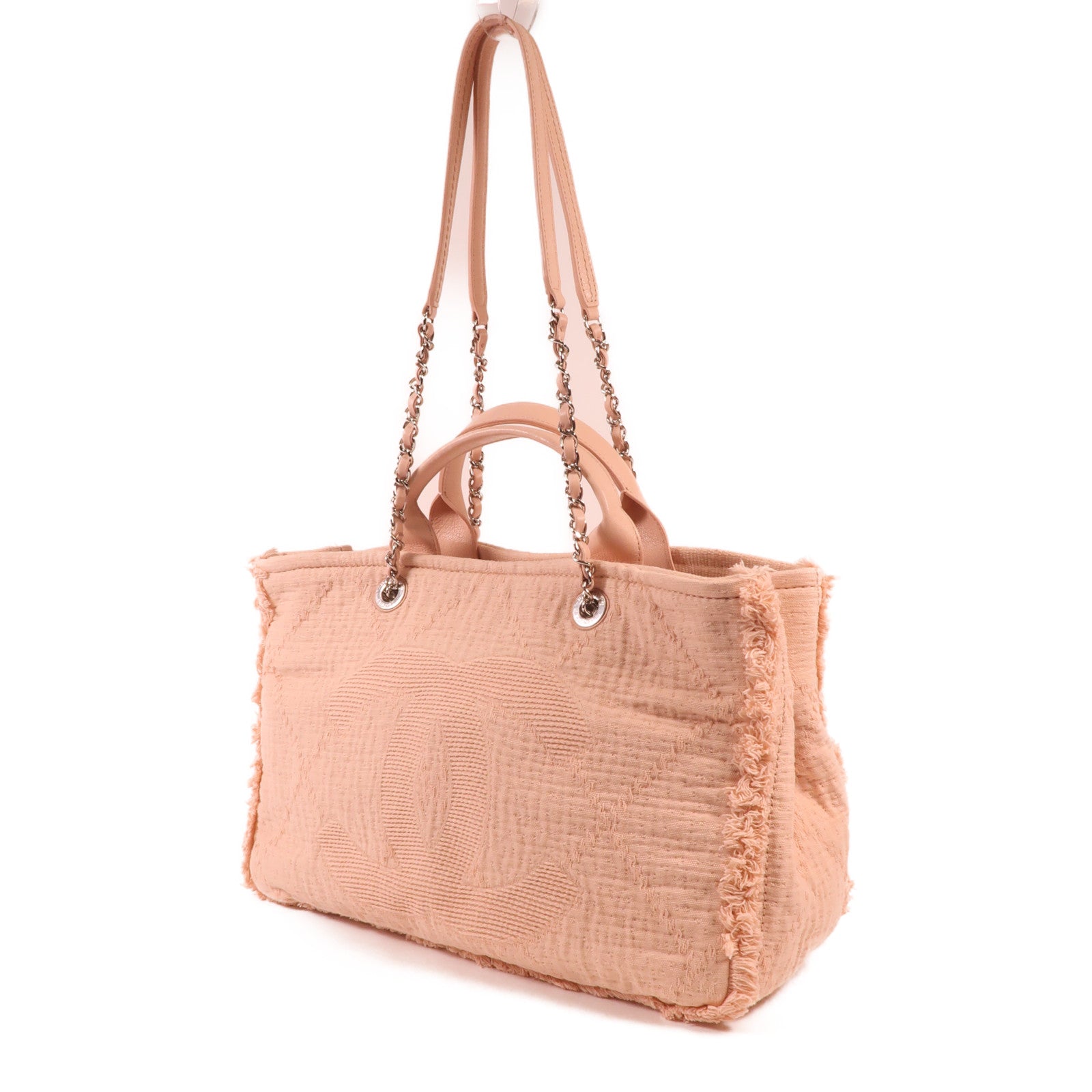 CHANEL 帆布2way Shoulderbag銀扣手挽肩背兩用袋