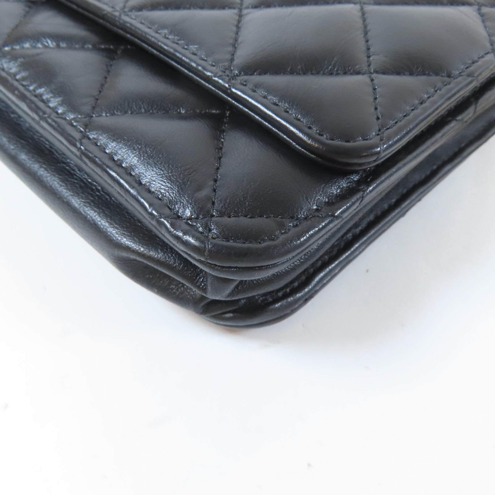 CHANEL 【激減優惠】菱格羊皮皮革2.55 Wallet On Chain金扣鏈帶肩背袋黑色