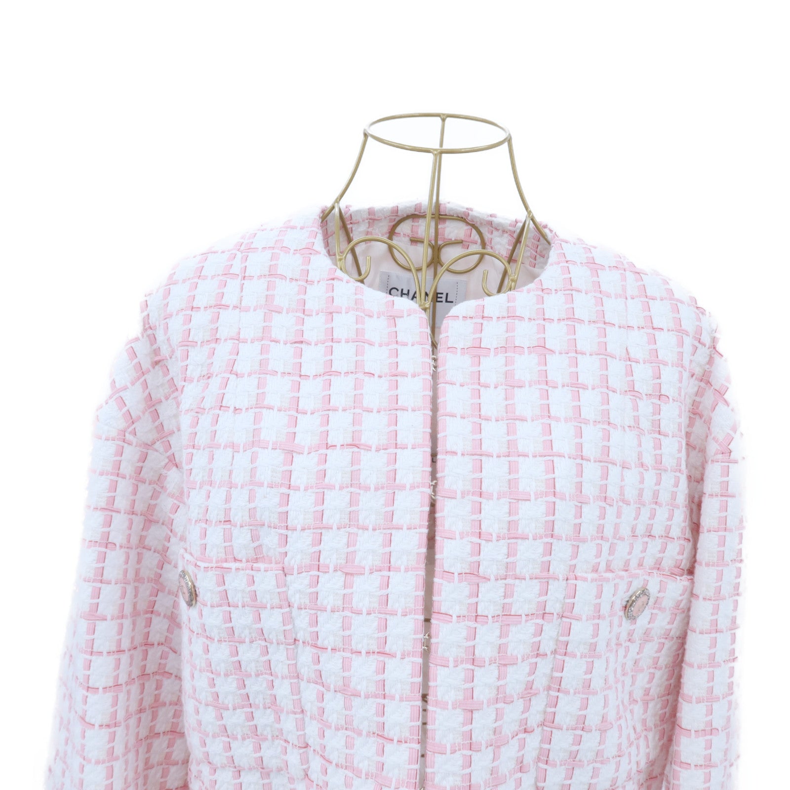 CHANEL Cotton/Acrylic Collarless Jacket外套