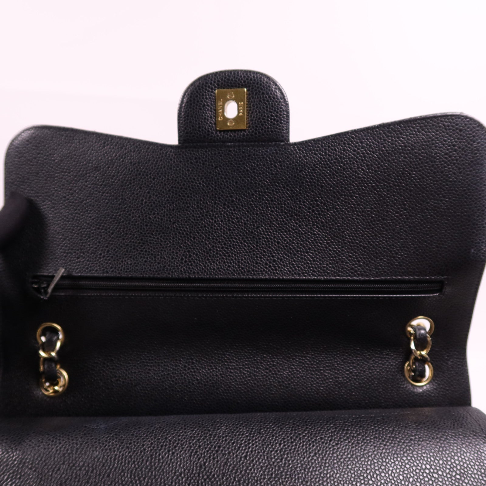 CHANEL 牛皮皮革Large Classic金扣鏈帶肩背袋