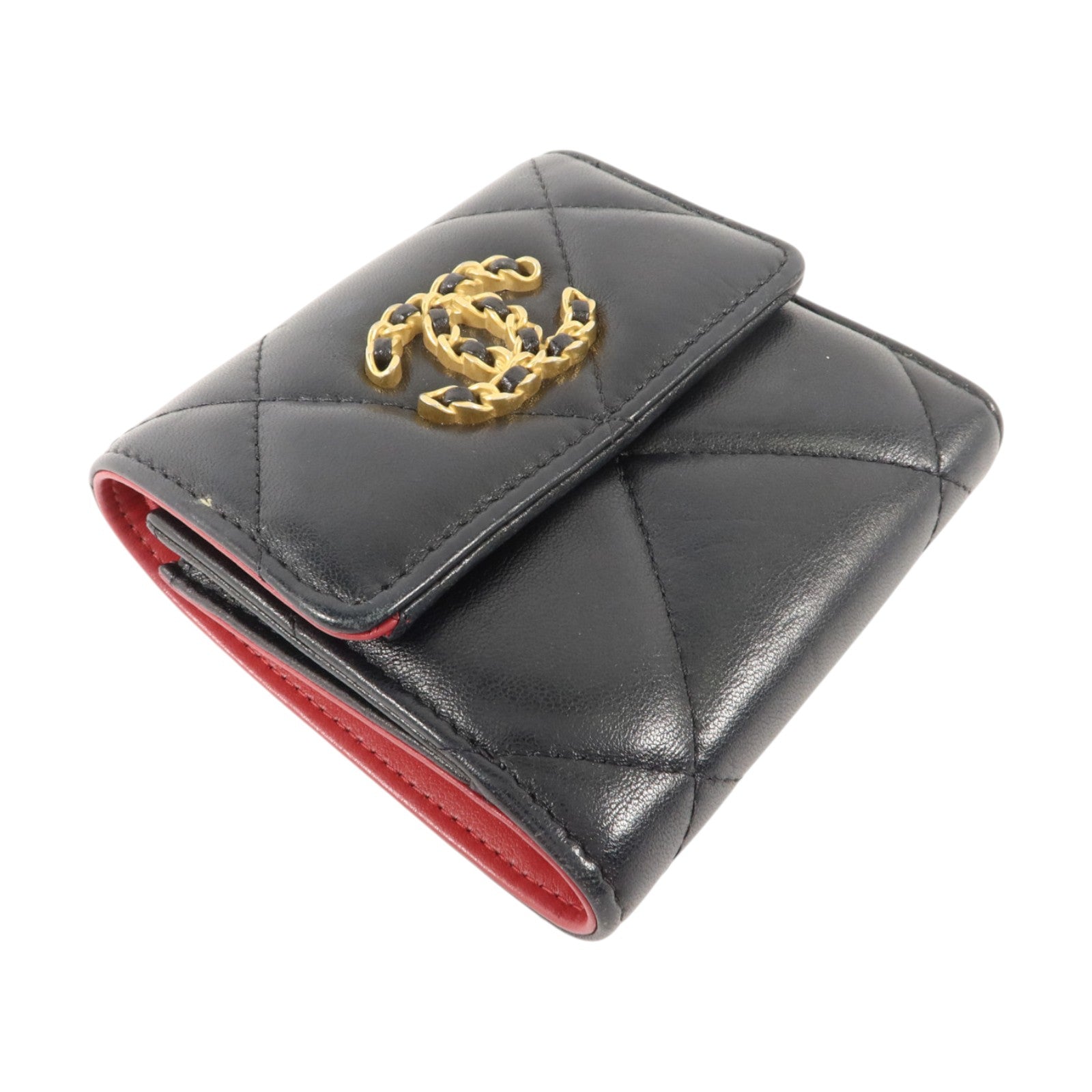 CHANEL 羊皮皮革Chanel 19 Small Wallet金扣錢包