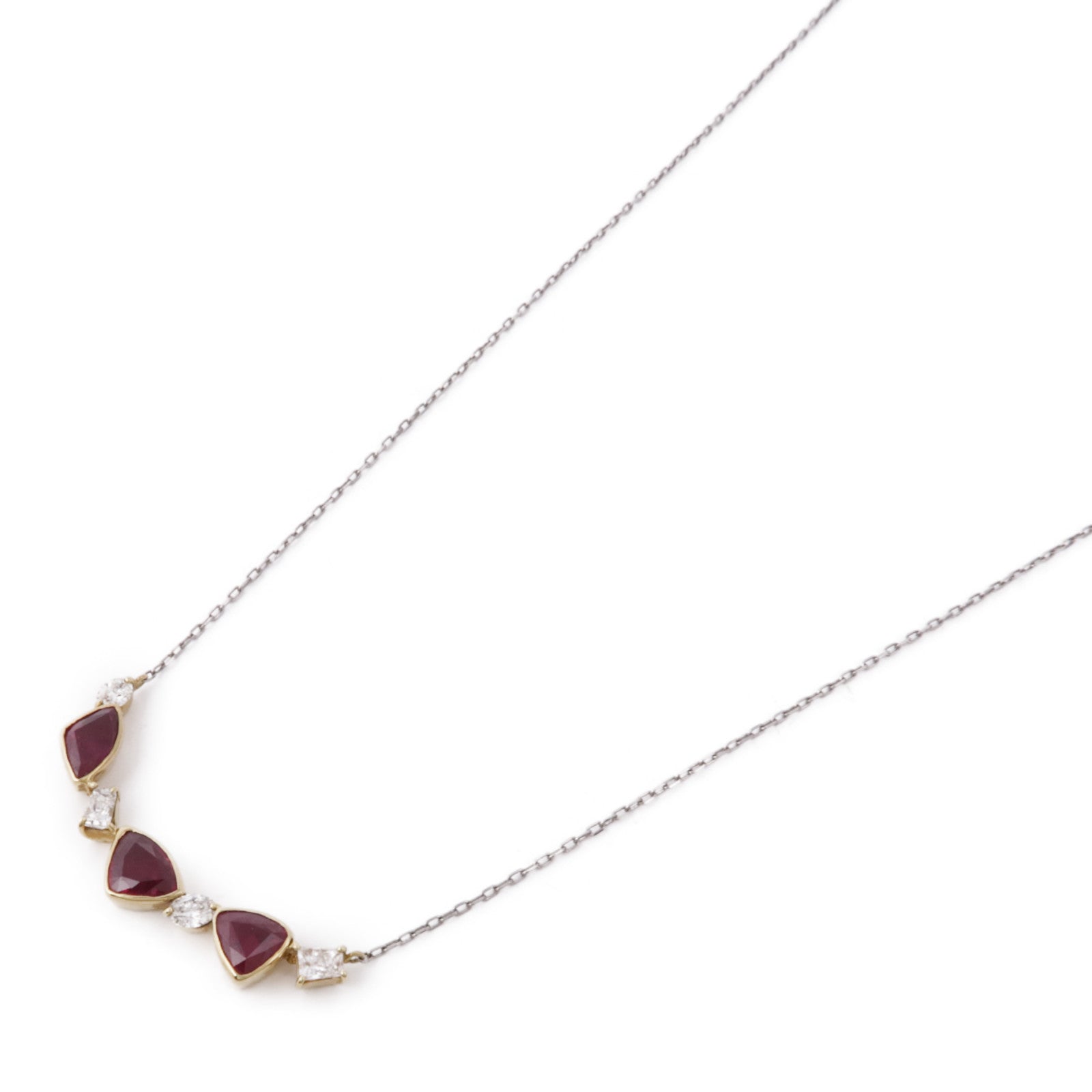 JEWELRY 【激減優惠】18K黃金/PT850鉑金Ruby/Diamond Necklace紅寶石/鑽石項鍊