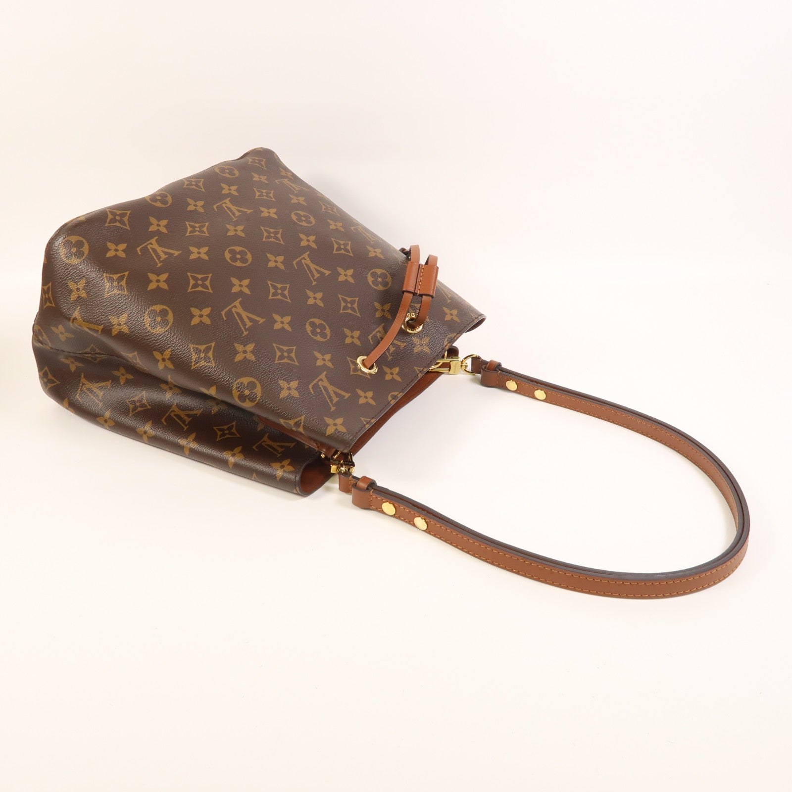 LOUIS VUITTON Monogram NeoNoe MM金扣肩背袋棕色