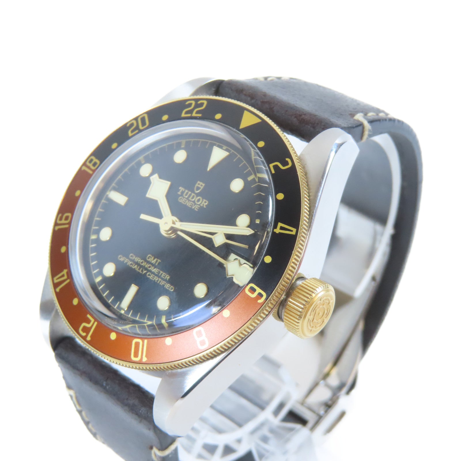TUDOR Automatic Black Bay GMT 18K黃金/不鏽鋼自動機芯手錶黑色#19cm
