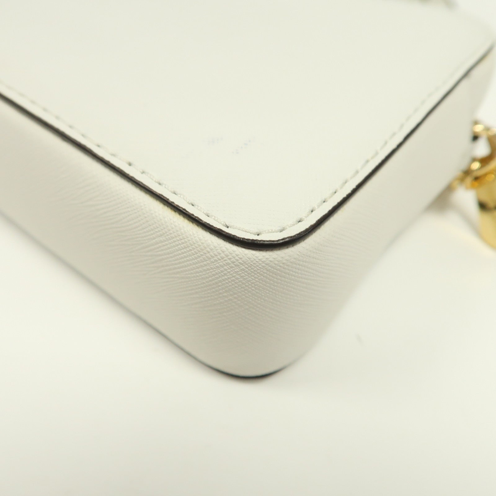 Michael Kors 皮革Jet Set Travel Medium金扣鏈帶肩背袋白色