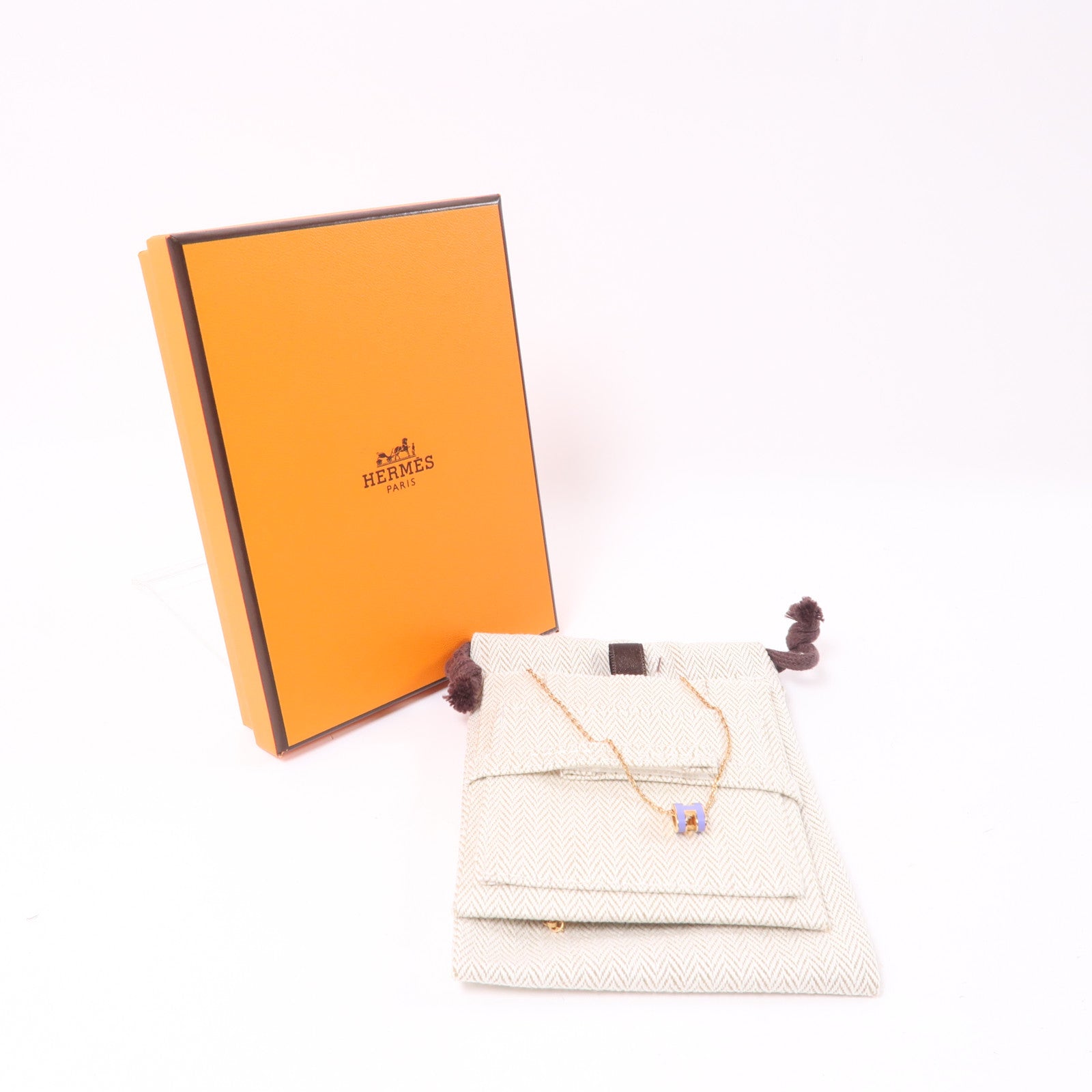 HERMES 金屬Mini Pop H Necklace項鍊紫色/金色