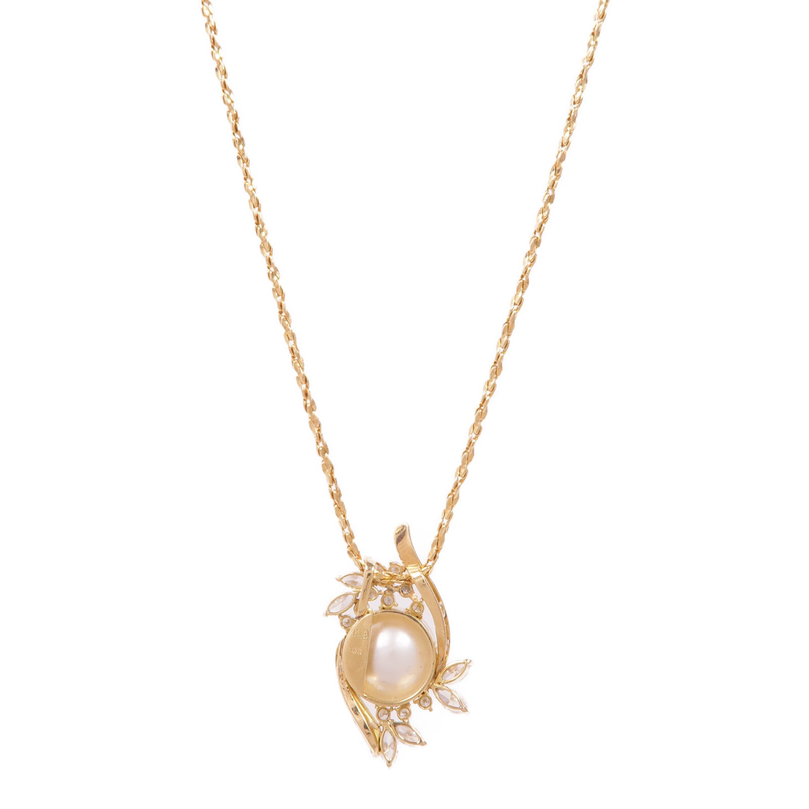JEWELRY 【激減優惠】18K黄金Pearl Diamond Necklace珍珠/鑽石項鍊