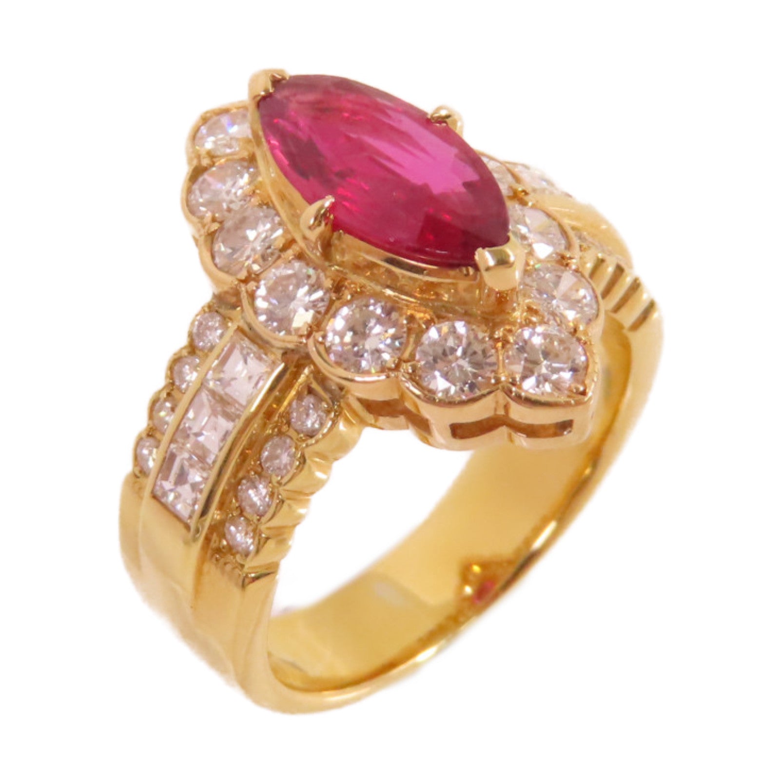 JEWELRY 【激減優惠】18K黃金/1.06ct紅寶石/1.09ct鑚石Ruby Diamond Ring戒指US#5.75