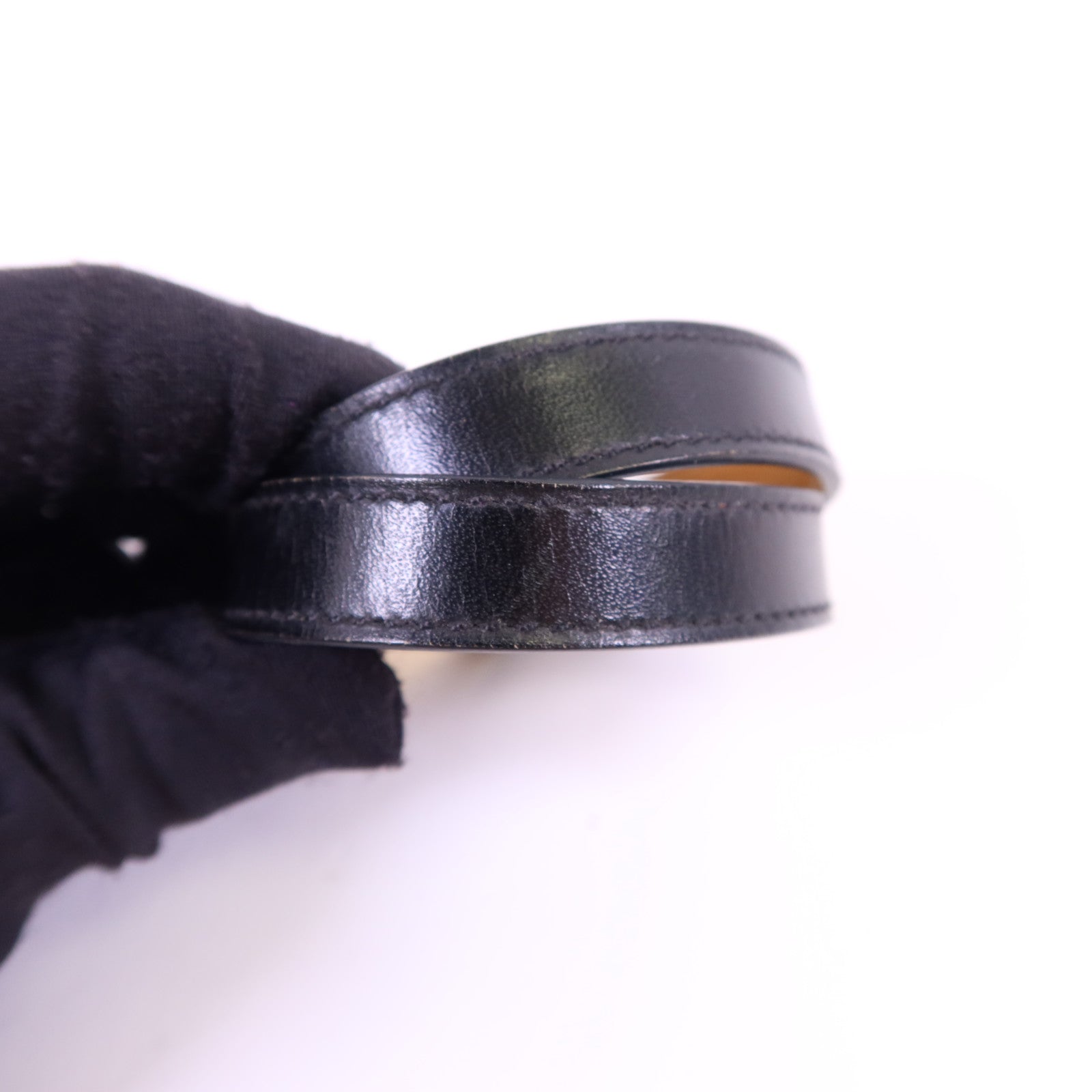 HERMES 【激減優惠】皮革Kelly Double Tour Bracelet金扣手鐲Noir