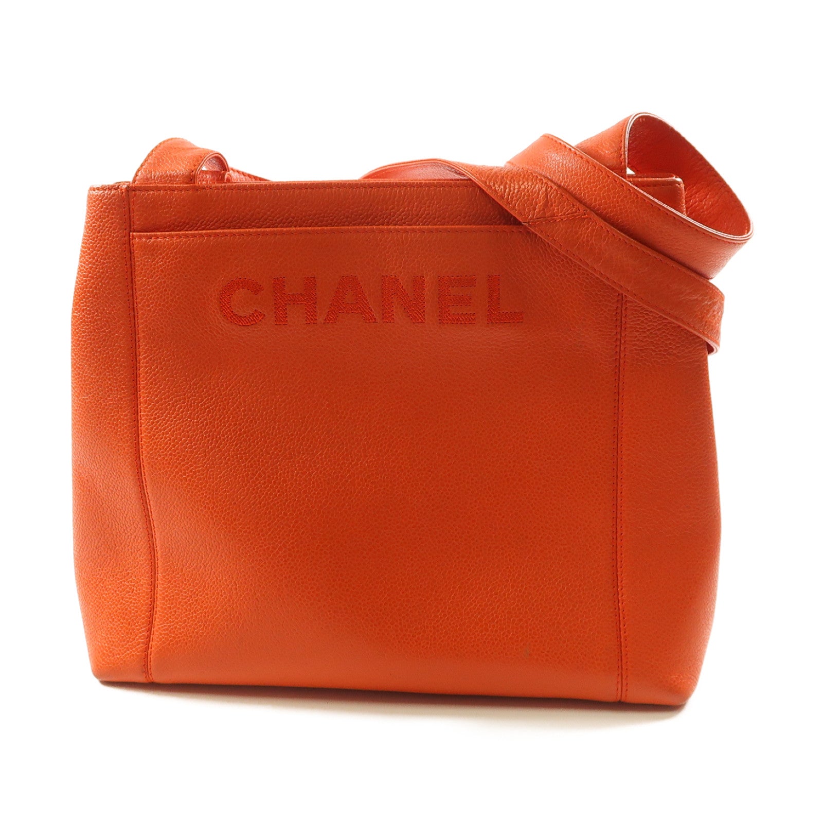 CHANEL (PRICE DOWN) CC GHW Shoulder Bag Calfskin Leather Orange