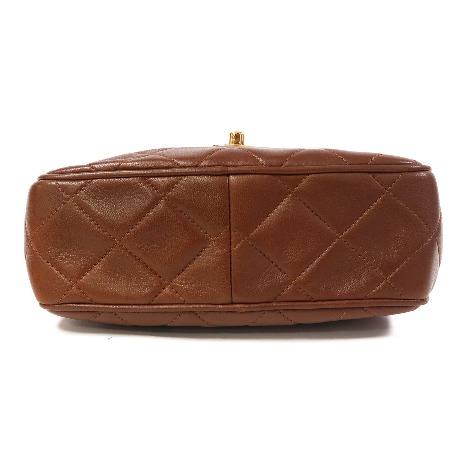CHANEL 菱格羊皮皮革Shoulder Bag金扣肩背袋啡色