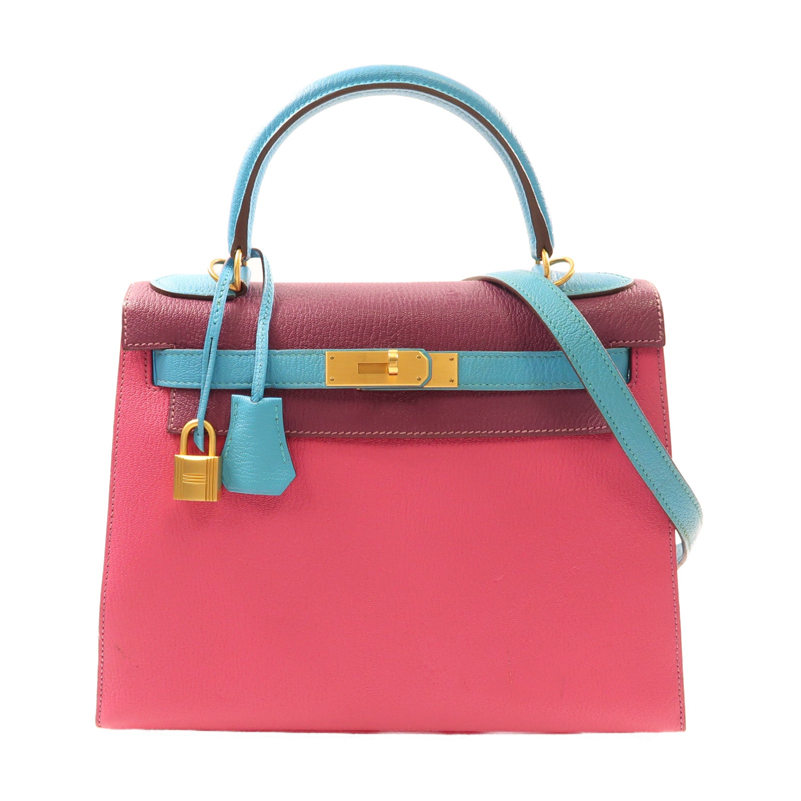 HERMES 【激減優惠】Chevre皮革Kelly 28金扣手挽肩背兩用袋
