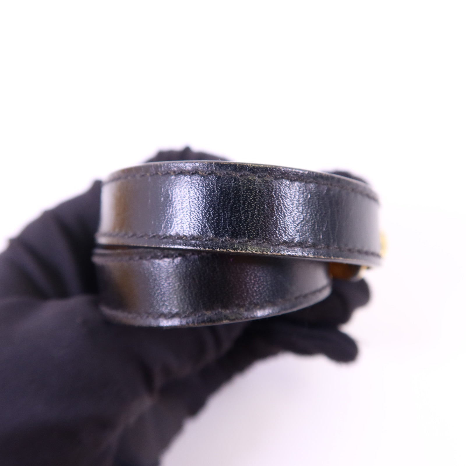 HERMES 【激減優惠】皮革Kelly Double Tour Bracelet金扣手鐲Noir