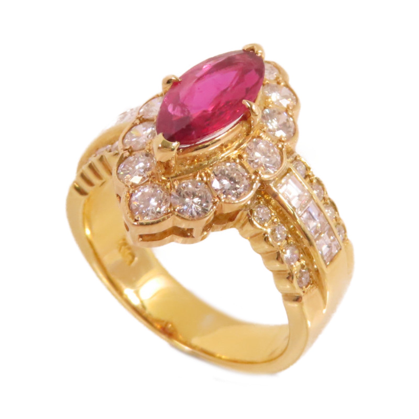 JEWELRY 【激減優惠】18K黃金/1.06ct紅寶石/1.09ct鑚石Ruby Diamond Ring戒指US#5.75