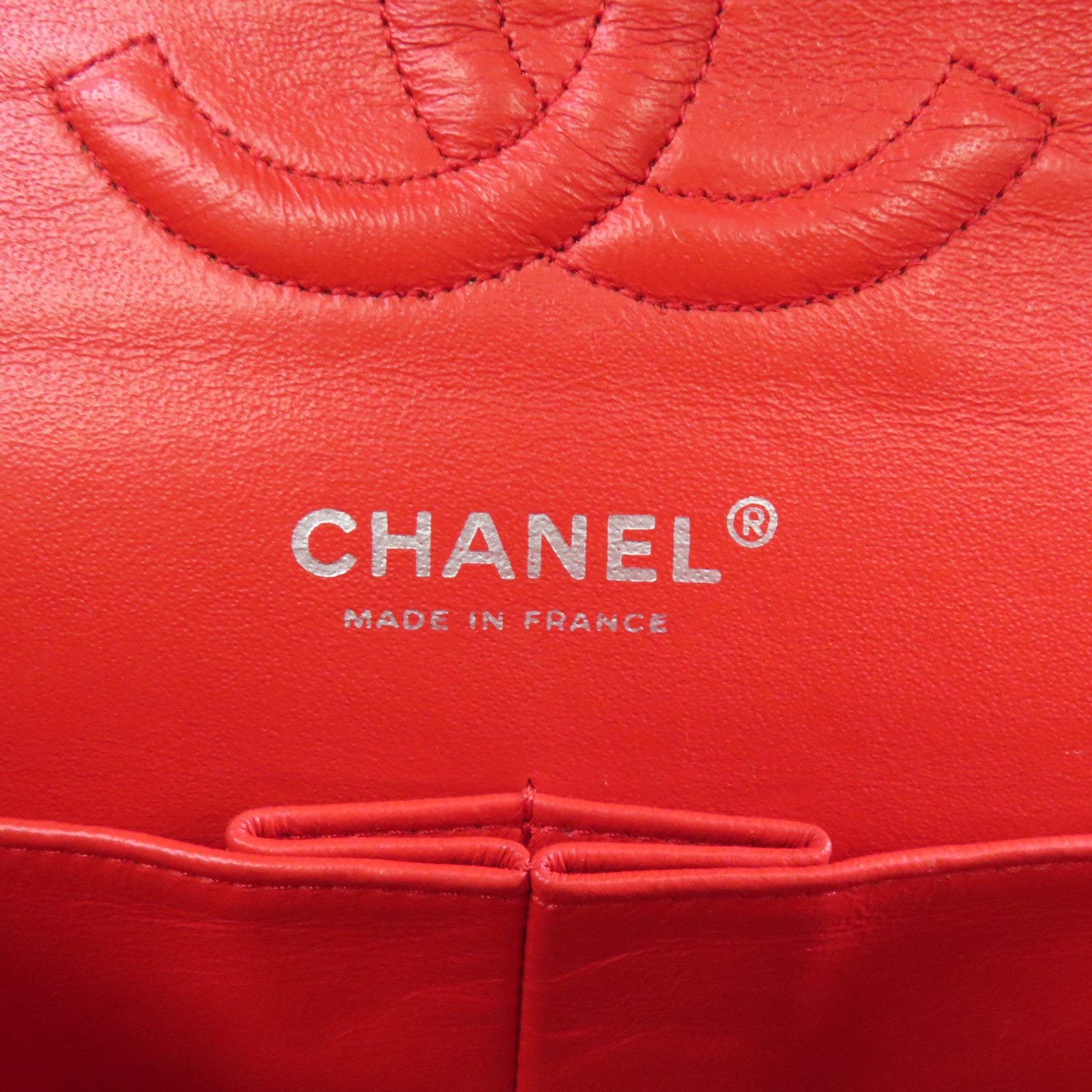 CHANEL 【激減優惠】菱格牛皮皮革Chain Shoulder銀扣鏈帶肩背袋紅色