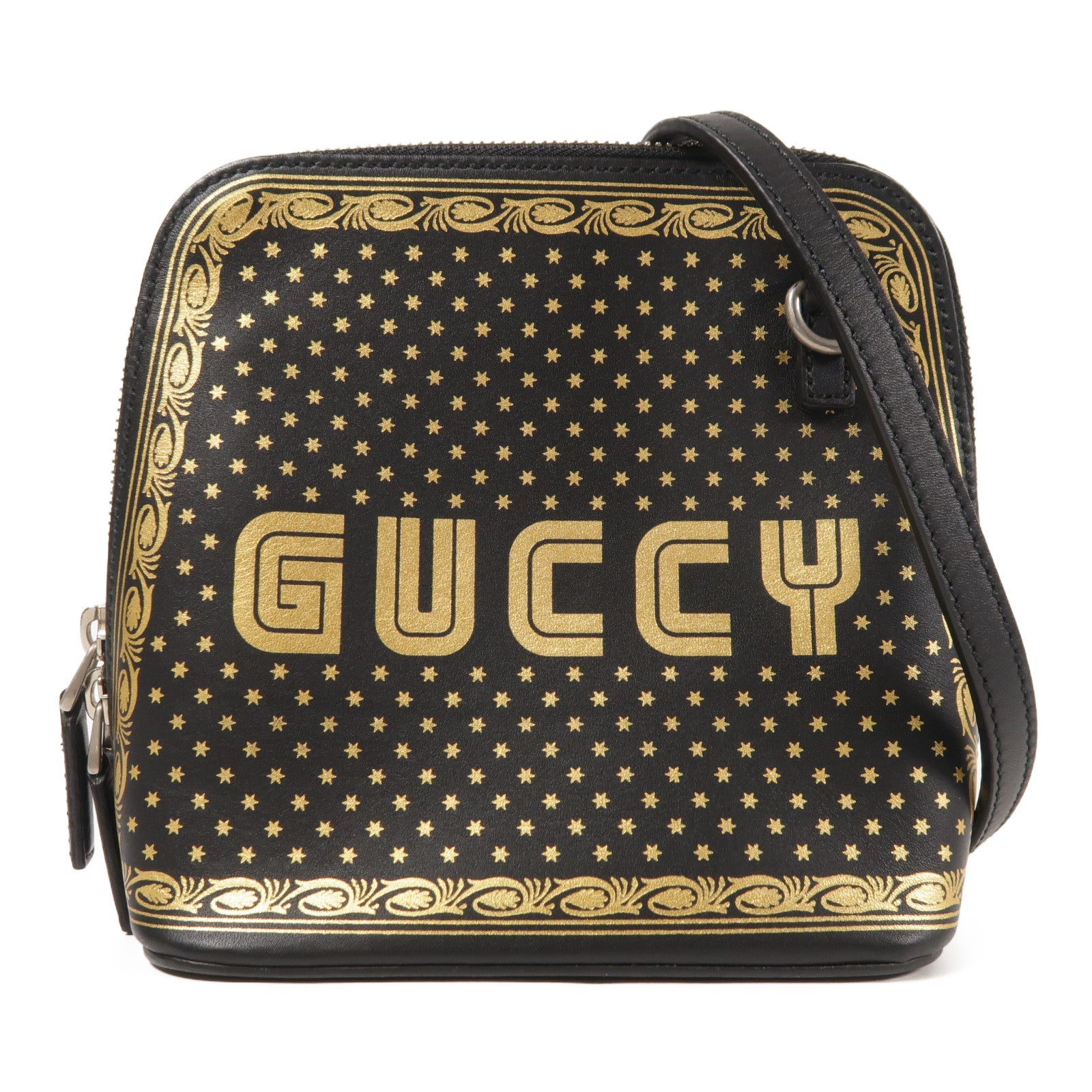 GUCCI GG Sega Mini Shoulder Bag Calfskin Leather Gold/Black