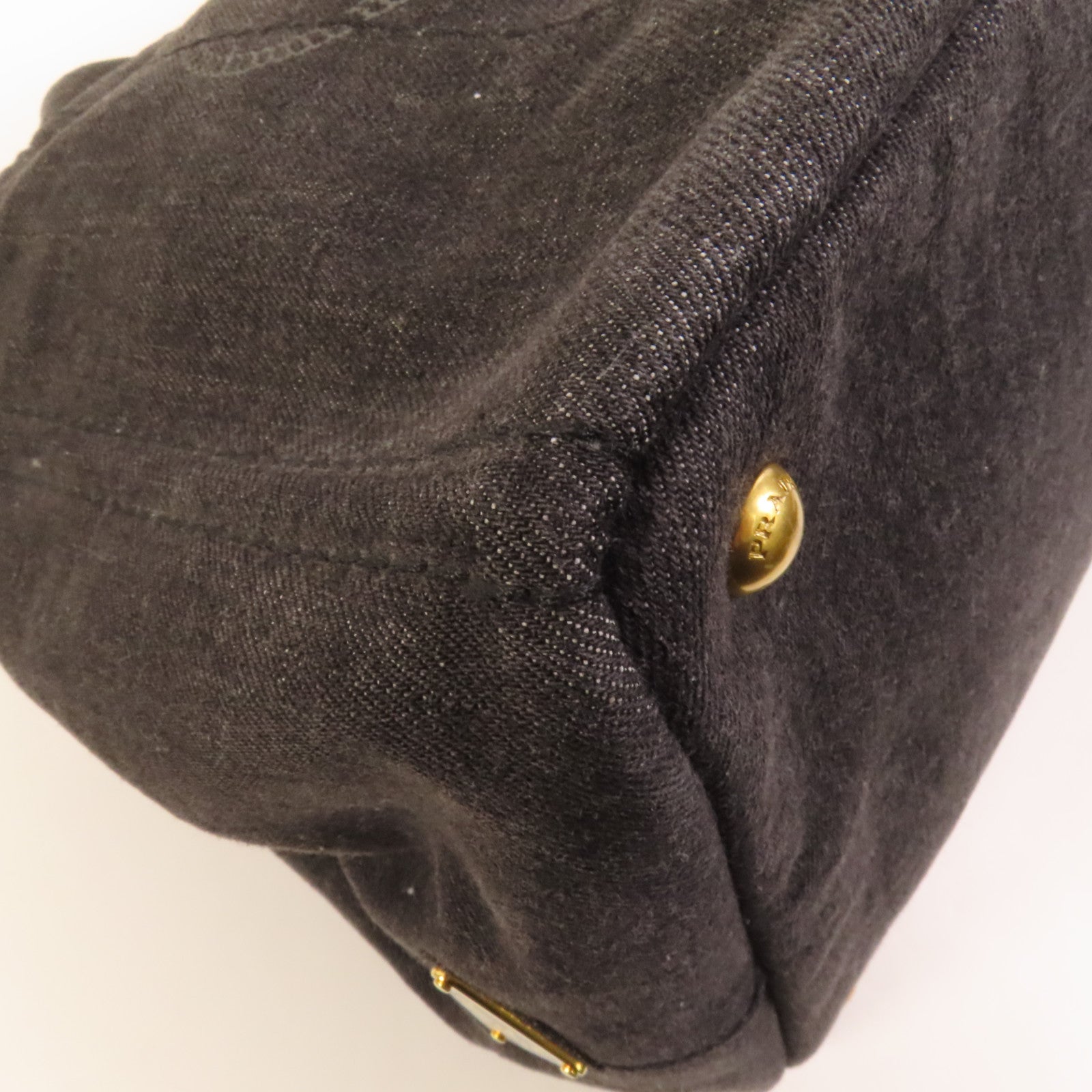 PRADA Denim Canapa金扣手挽肩背兩用袋