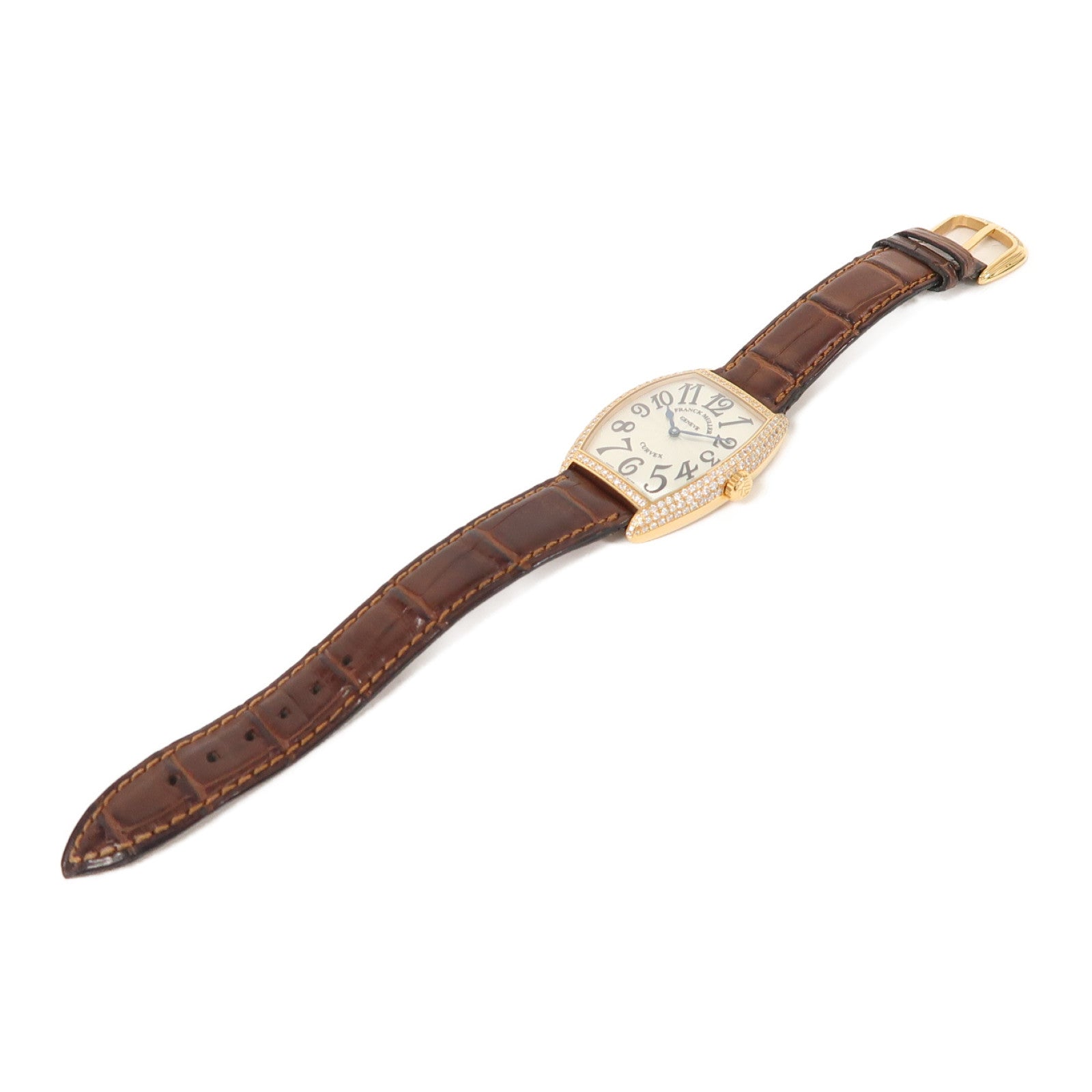 FRANCK MULLER Cintree Curvex18K玫瑰金/不鏽鋼手錶石英機芯米色