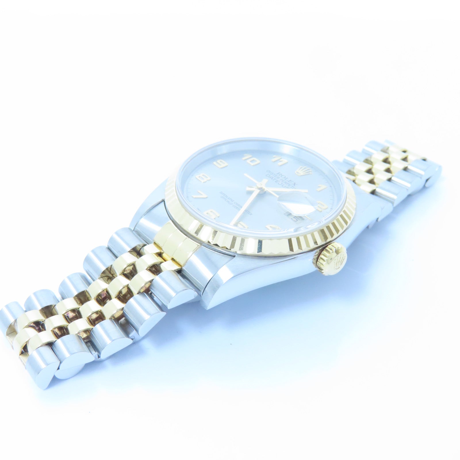 ROLEX Datejust 18K黃金/不鏽鋼手錶自動機芯銀色